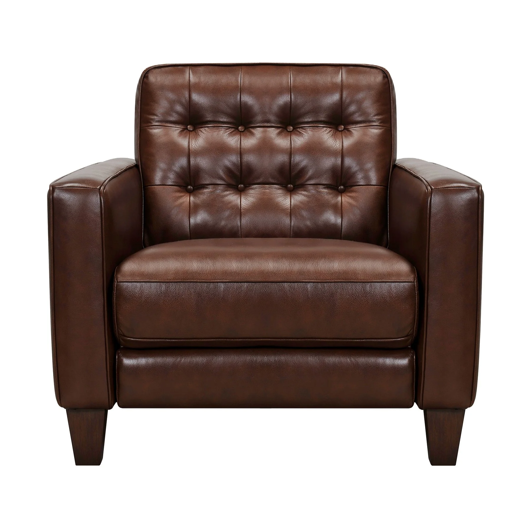 Wesley Chestnut Genuine Leather Power Footrest Tuxedo Arm Accent Chair - Image 2