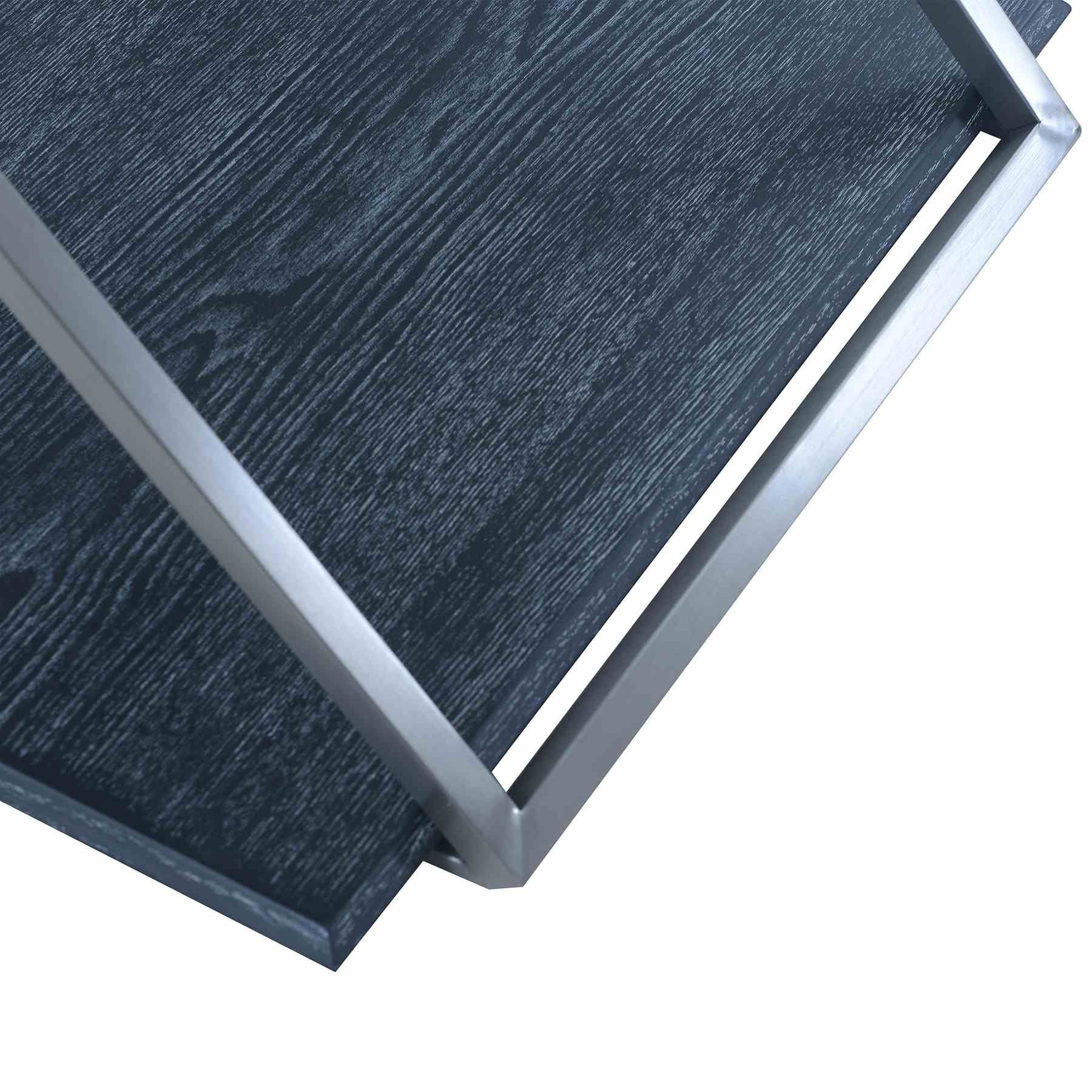 Westlake Black Veneer End Table with Brushed Stainless Steel Frame - Image 4
