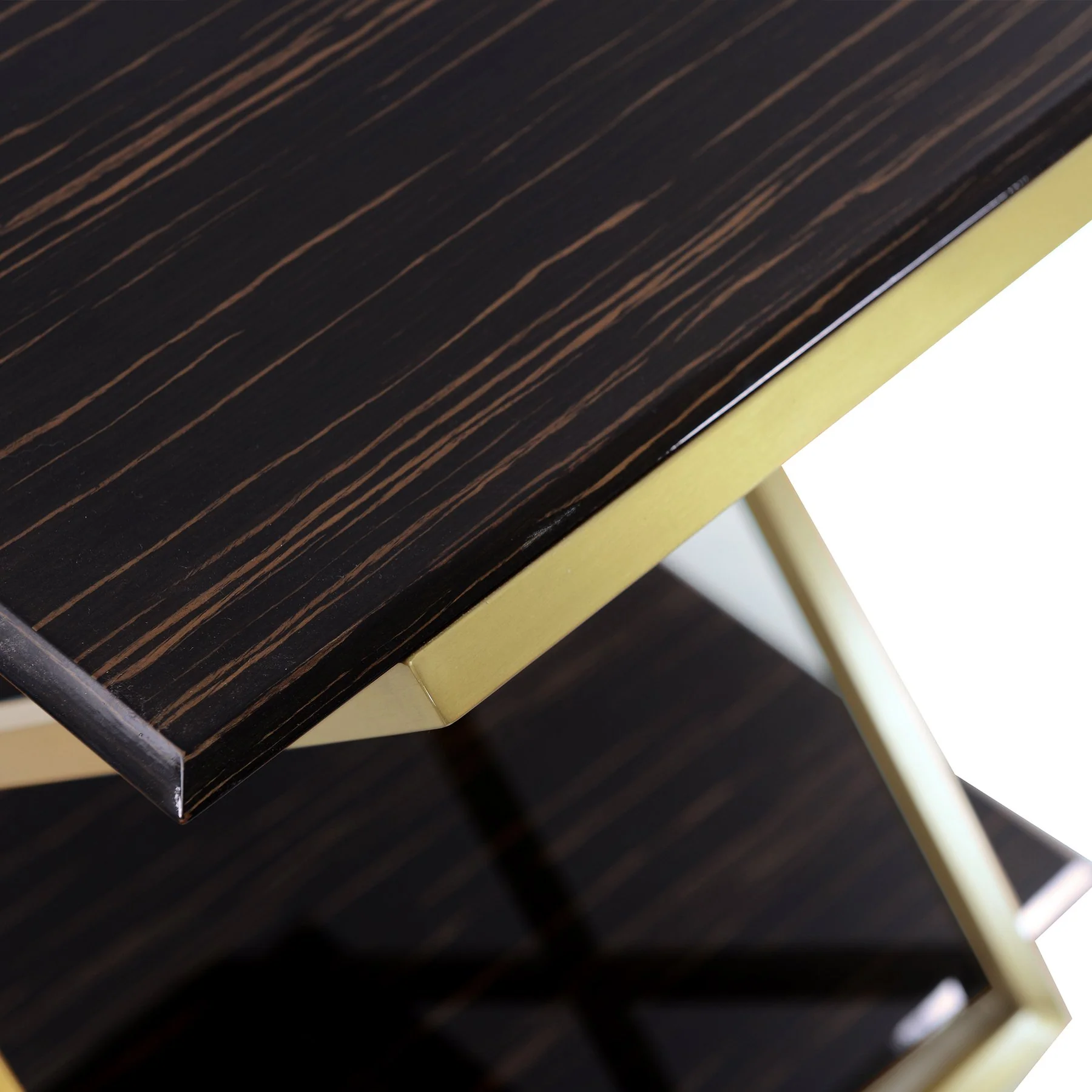 Westlake Dark Brown Veneer End Table with Brushed Gold Legs - Image 3