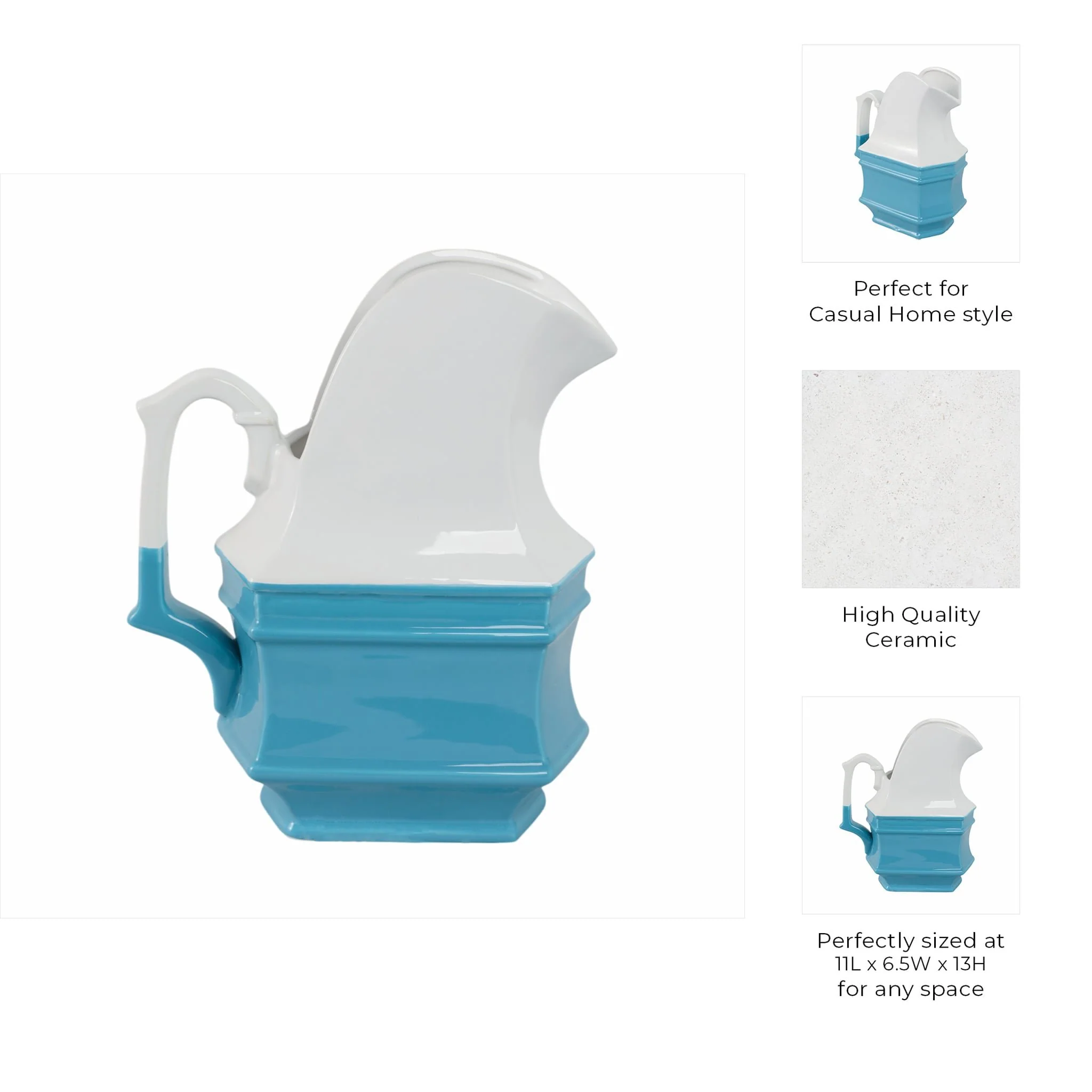 White/blue Ceramic Pitcher - Image 10