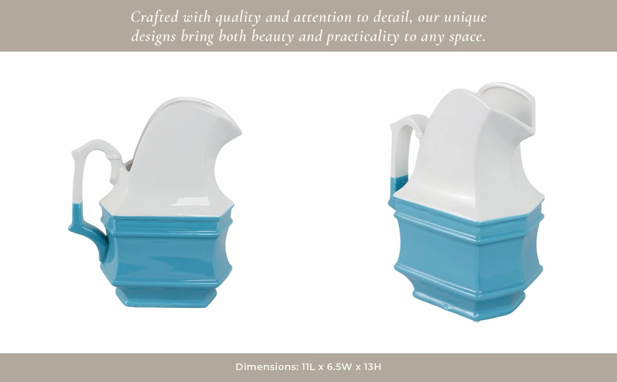White/blue Ceramic Pitcher - Image 14