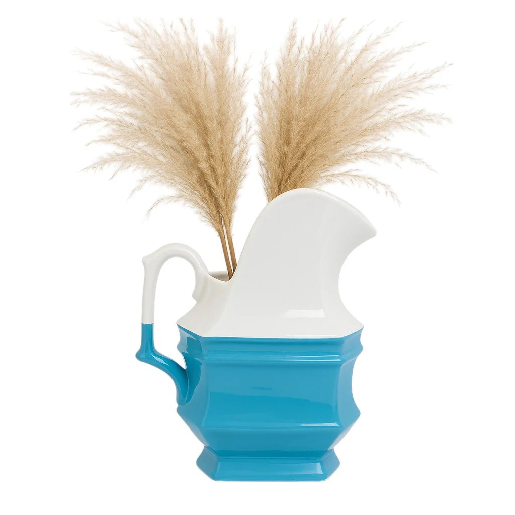 White/blue Ceramic Pitcher - Image 2