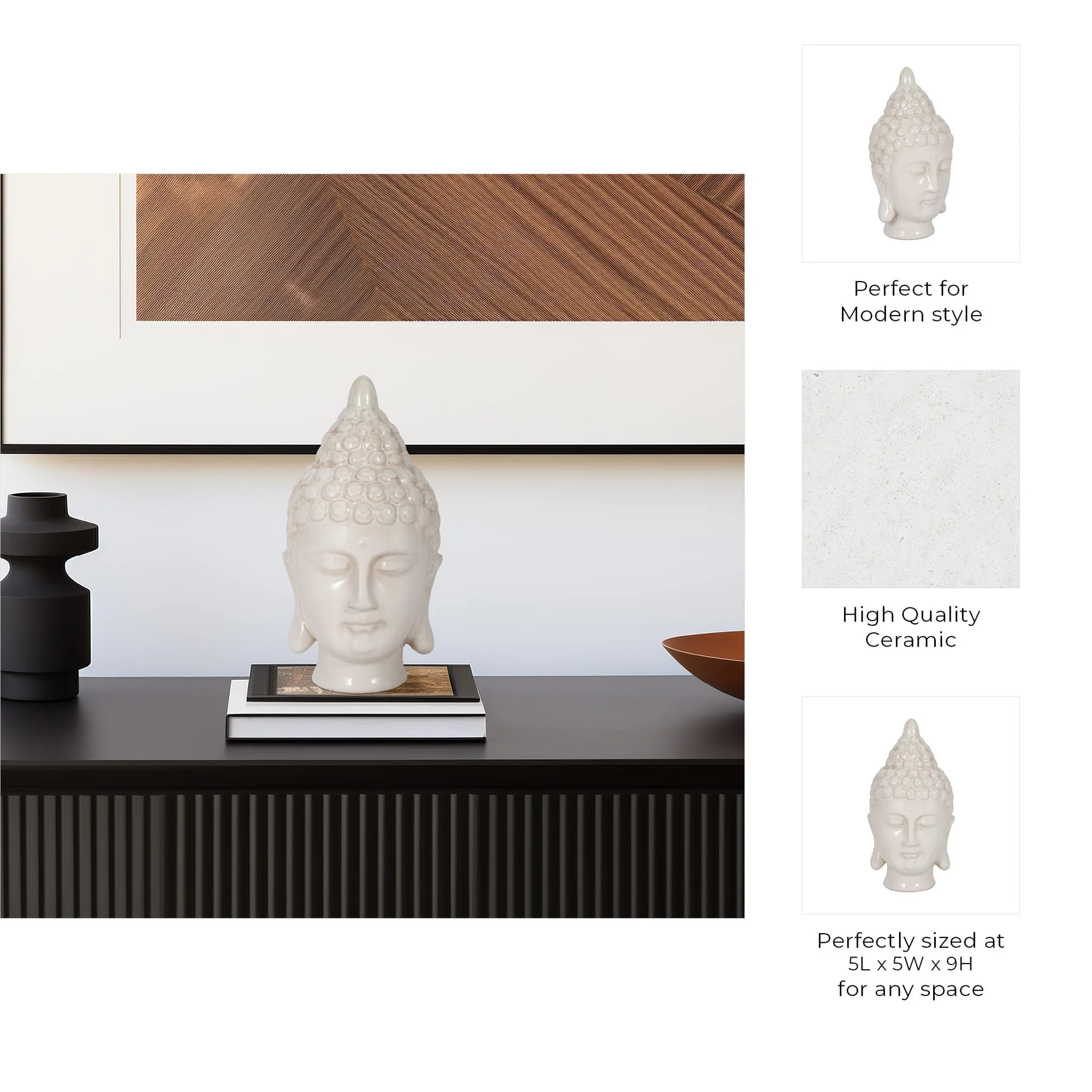 White Ceramic Buddha Head - Image 9