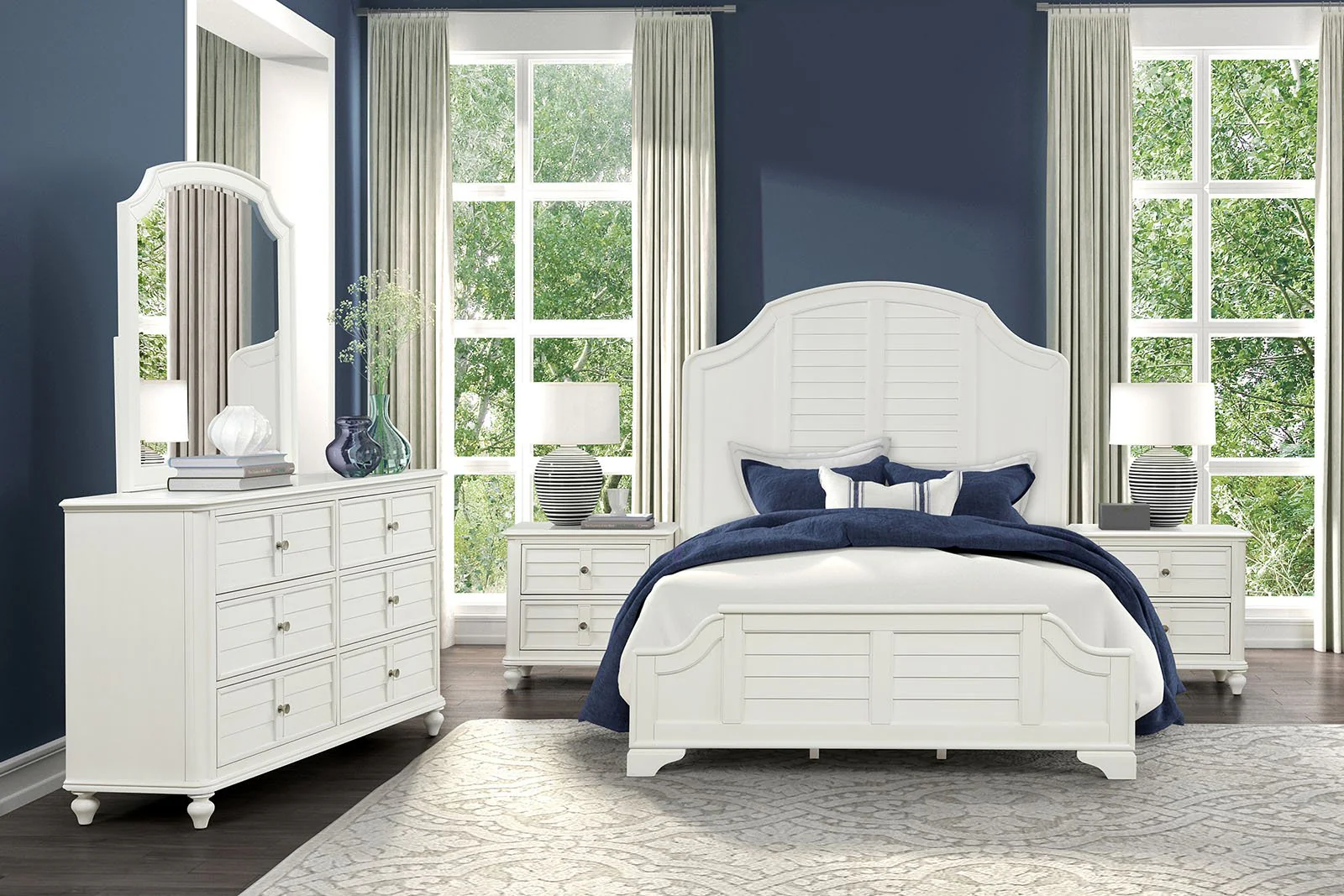 Whitehaven E.King Bed, Antique White - Image 2