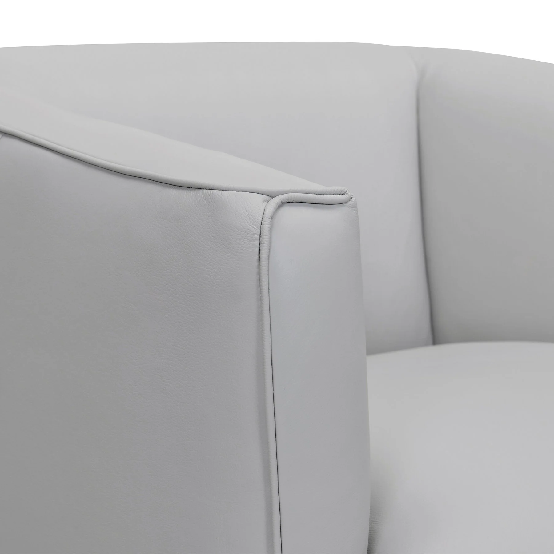 Whitney Swivel Dove Gray Genuine Leather Barrel Chair - Image 4