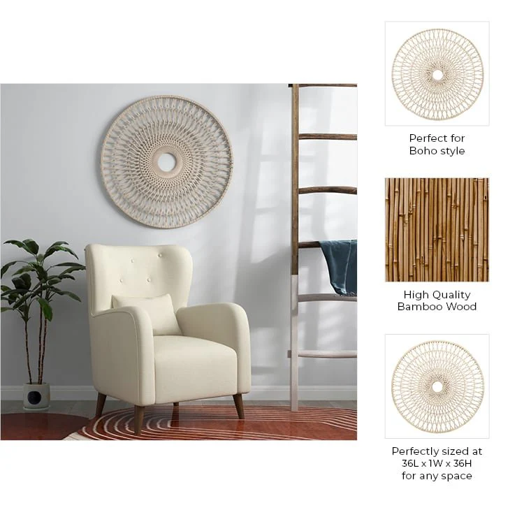 Wicker, 36", Round Wall Accent, Natural - Image 4