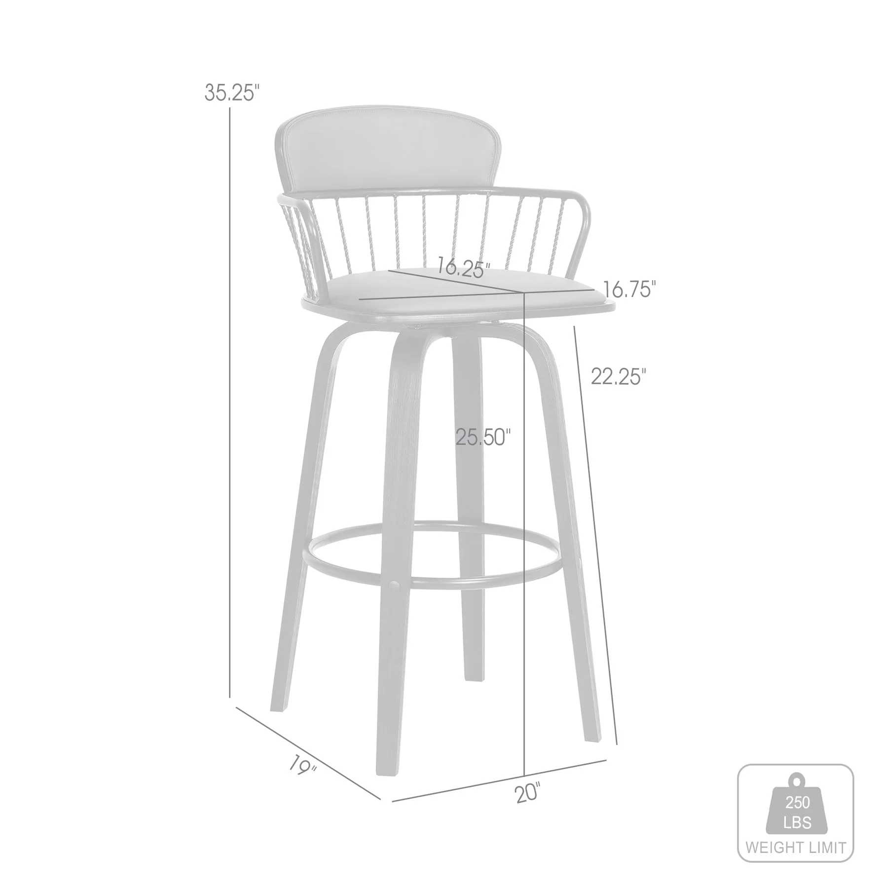 Willow 25.5" Swivel Black Wood Counter Stool in Gray Faux Leather with Black Metal - Image 9