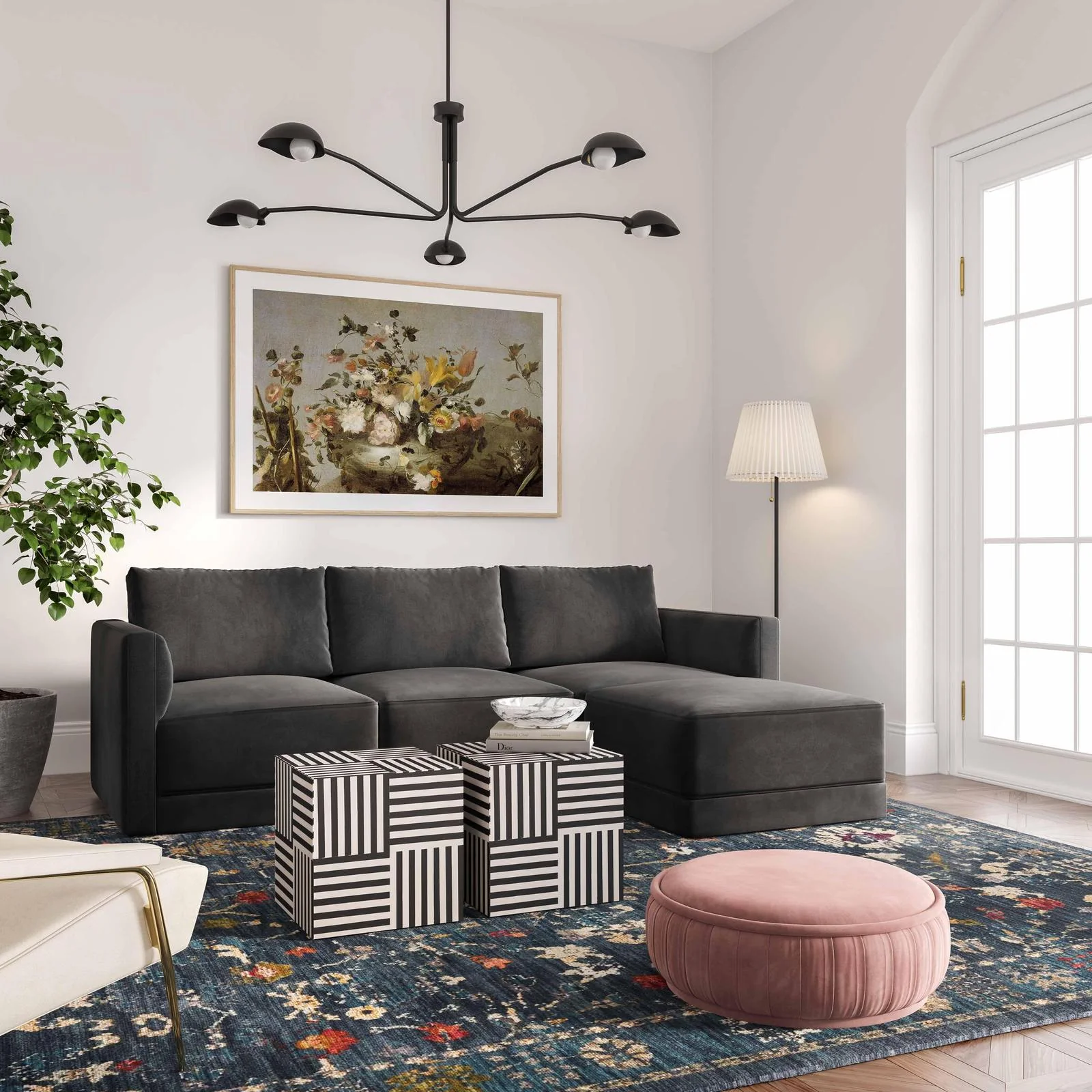 Willow Charcoal Ottoman - Image 2