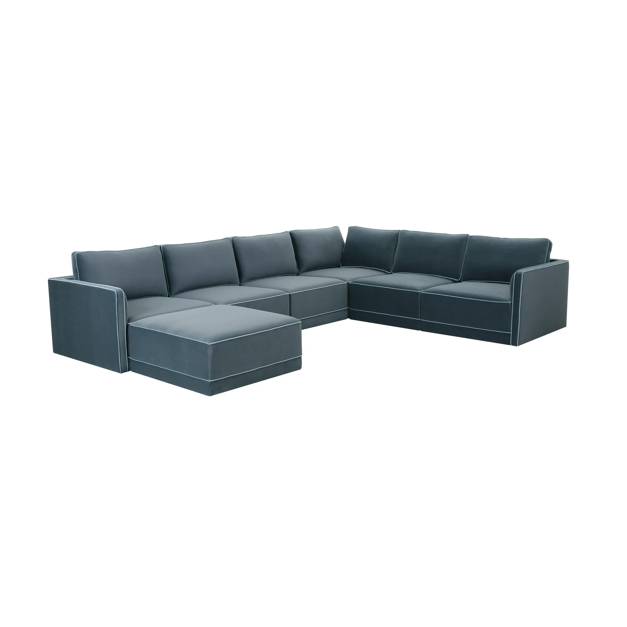Willow Misty Blue Modular Large Chaise Sectional - Image 3