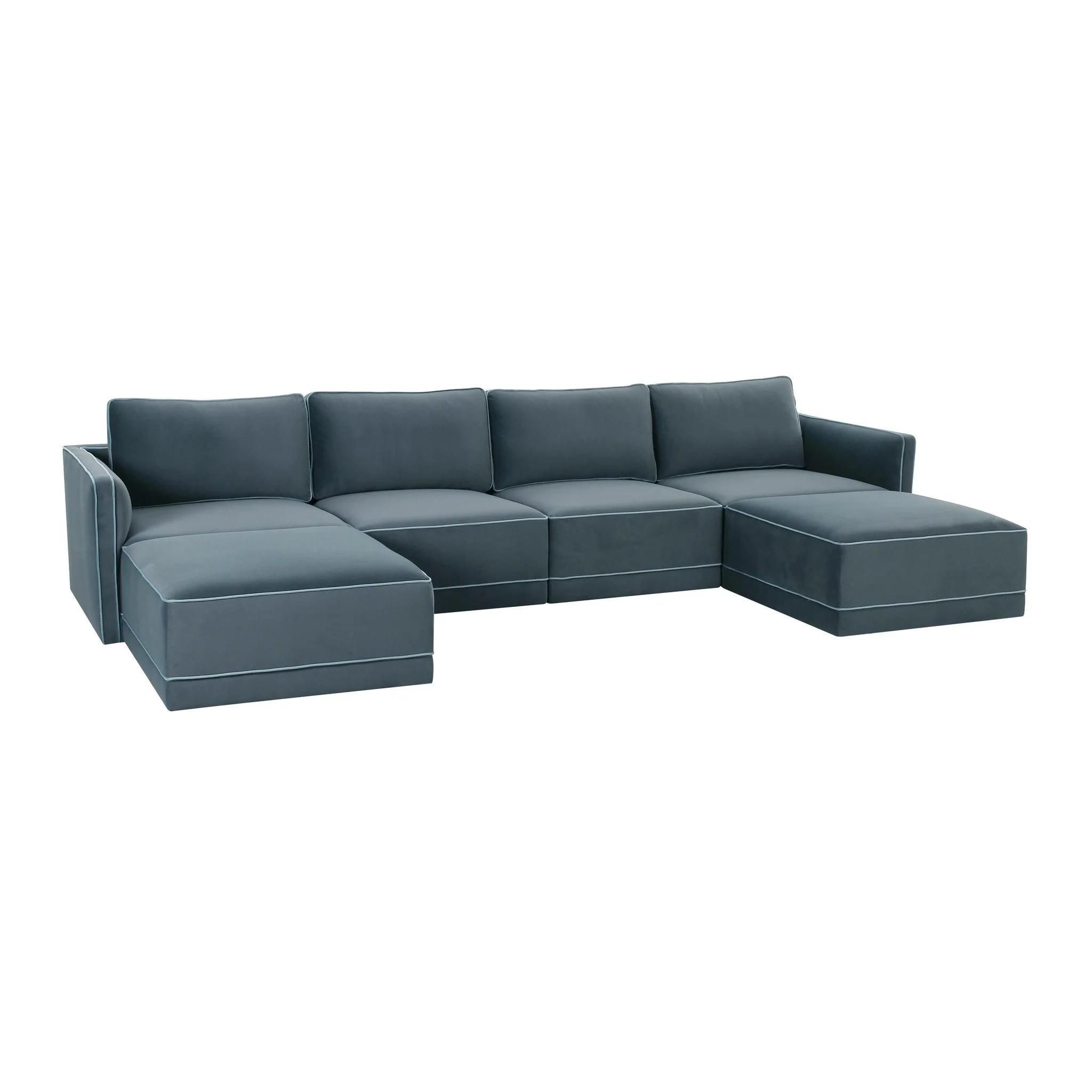 Willow Misty Blue Modular U Sectional - Image 3