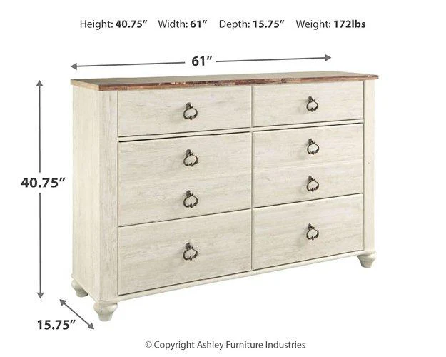 Willowton Dresser and Mirror - Image 8