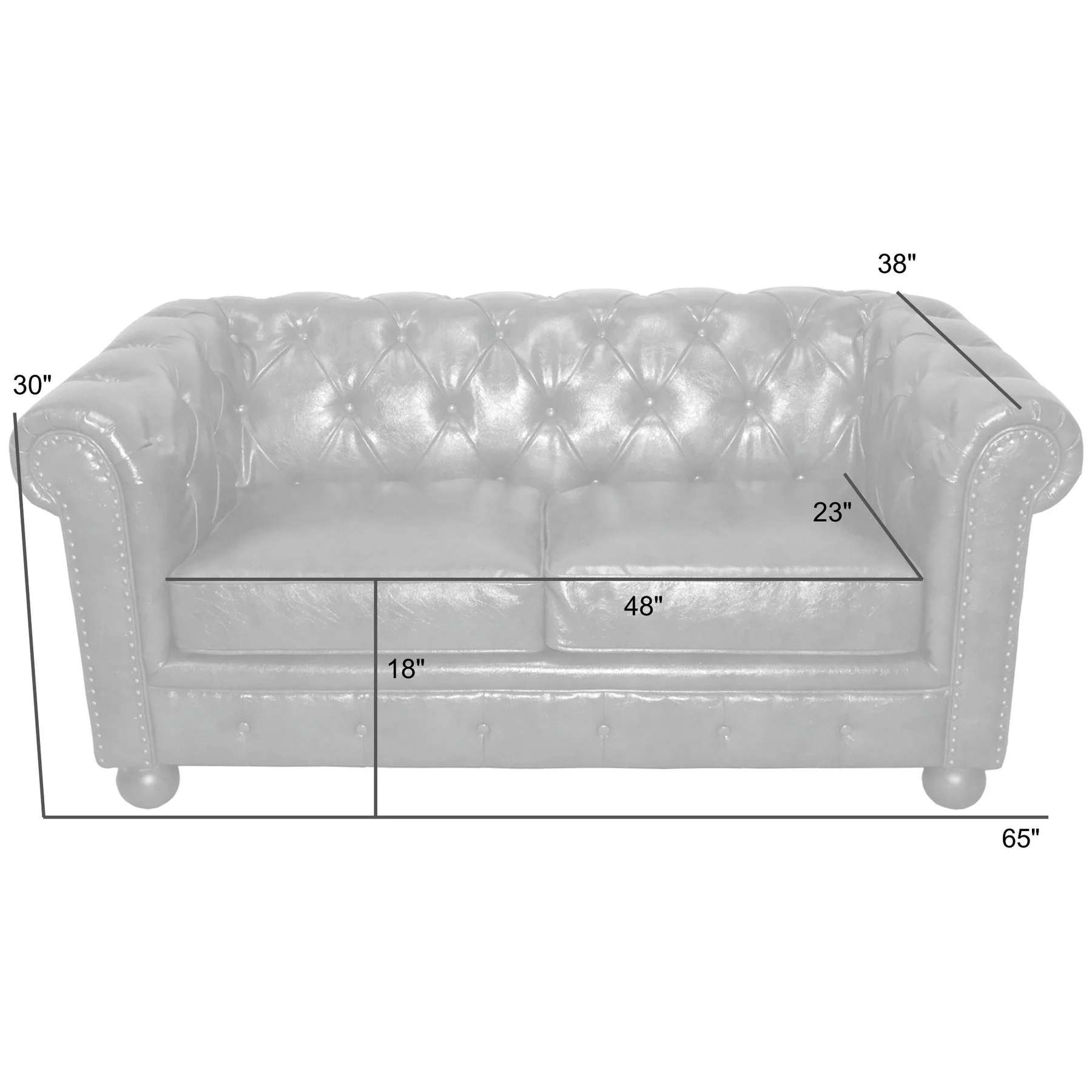Winston Antique Blue Bonded Leather Loveseat - Image 3