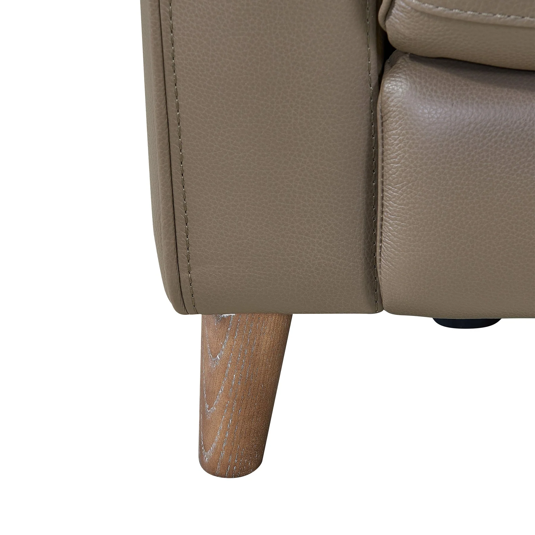 Wisteria Contemporary Sofa in Light Brown Wood Finish and Taupe Genuine Leather - Image 6