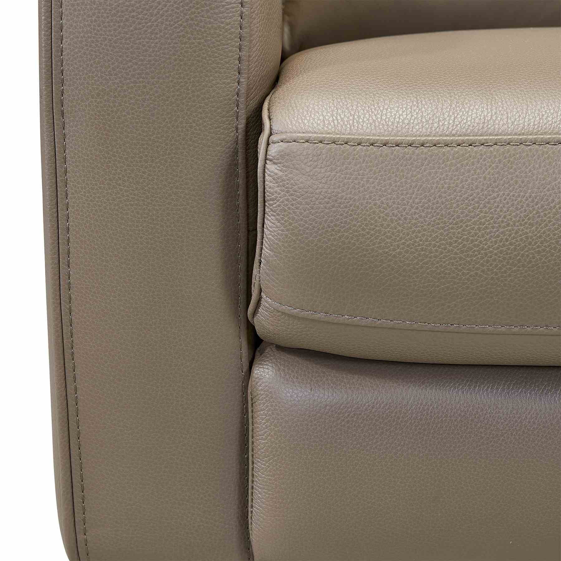 Wisteria Contemporary Sofa in Light Brown Wood Finish and Taupe Genuine Leather - Image 7