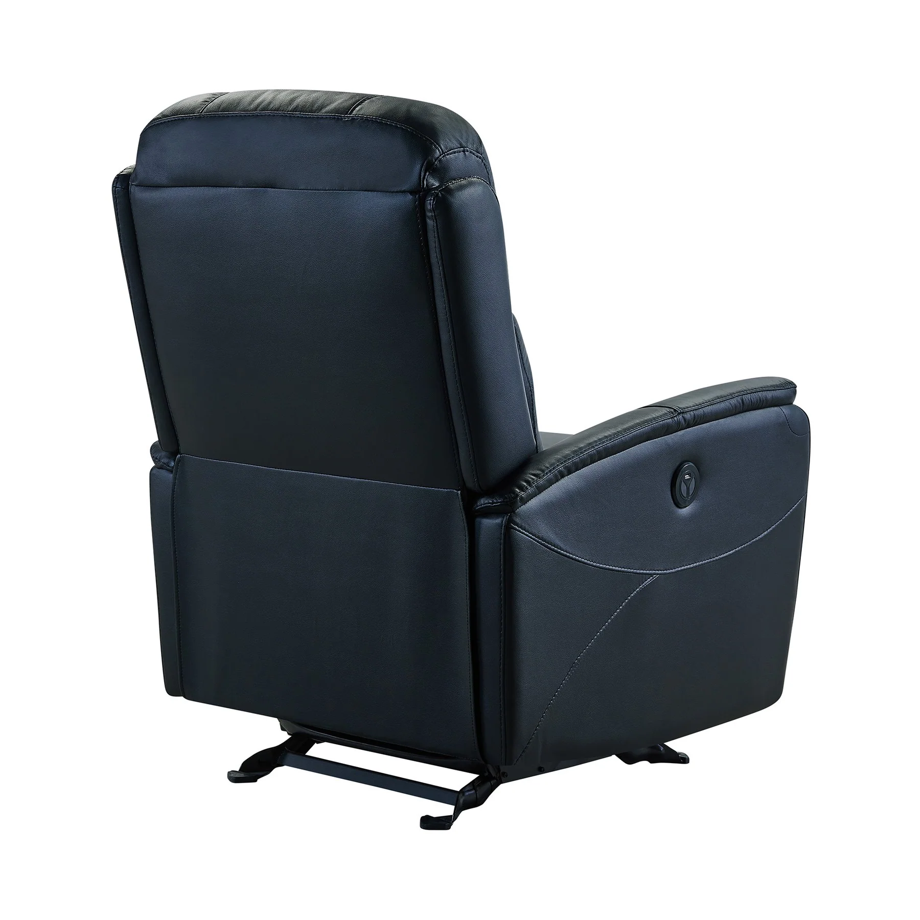 Wolfe Contemporary Recliner in Black Genuine Leather - Image 4