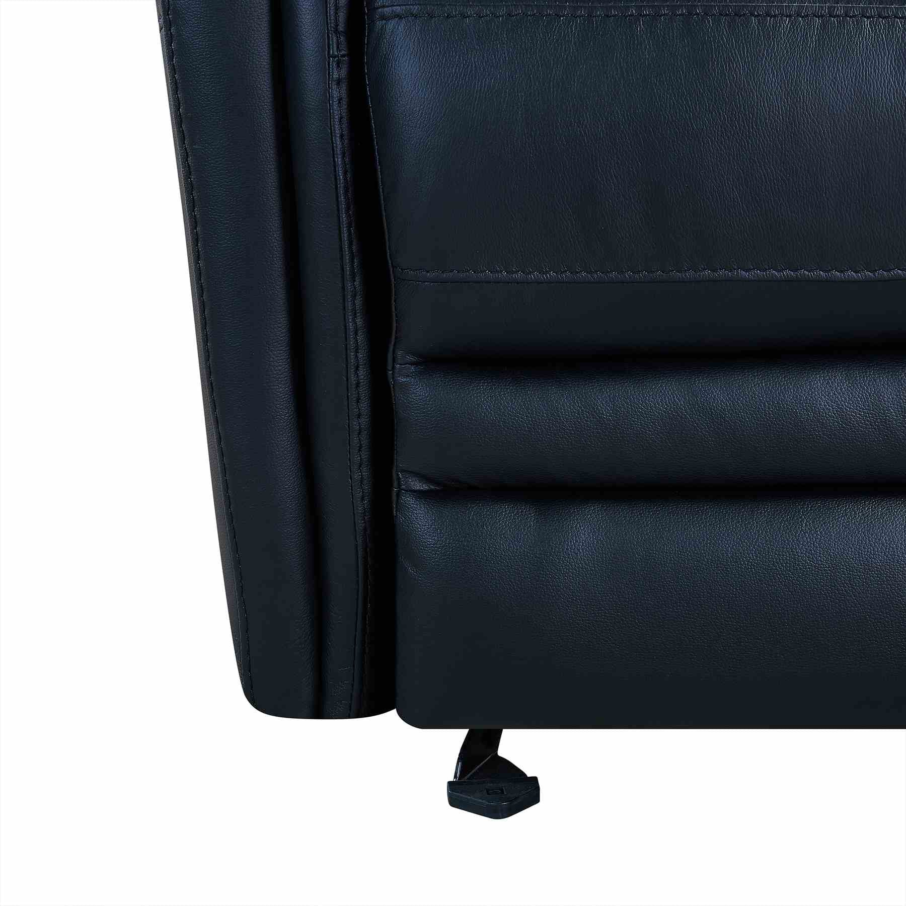Wolfe Contemporary Recliner in Black Genuine Leather - Image 7