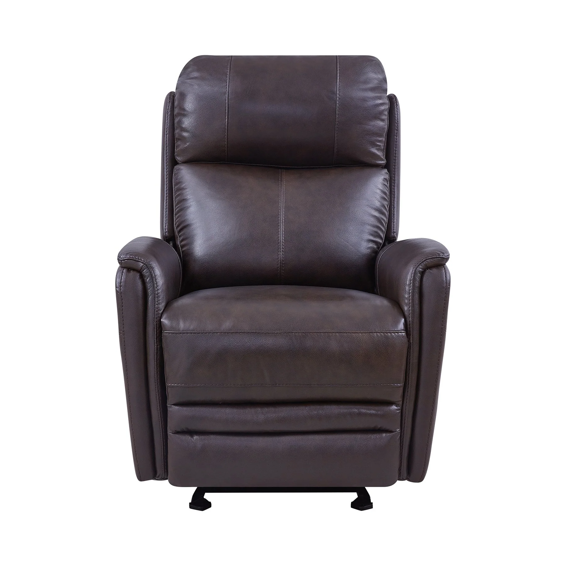 Wolfe Contemporary Recliner in Dark Brown Genuine Leather - Image 3