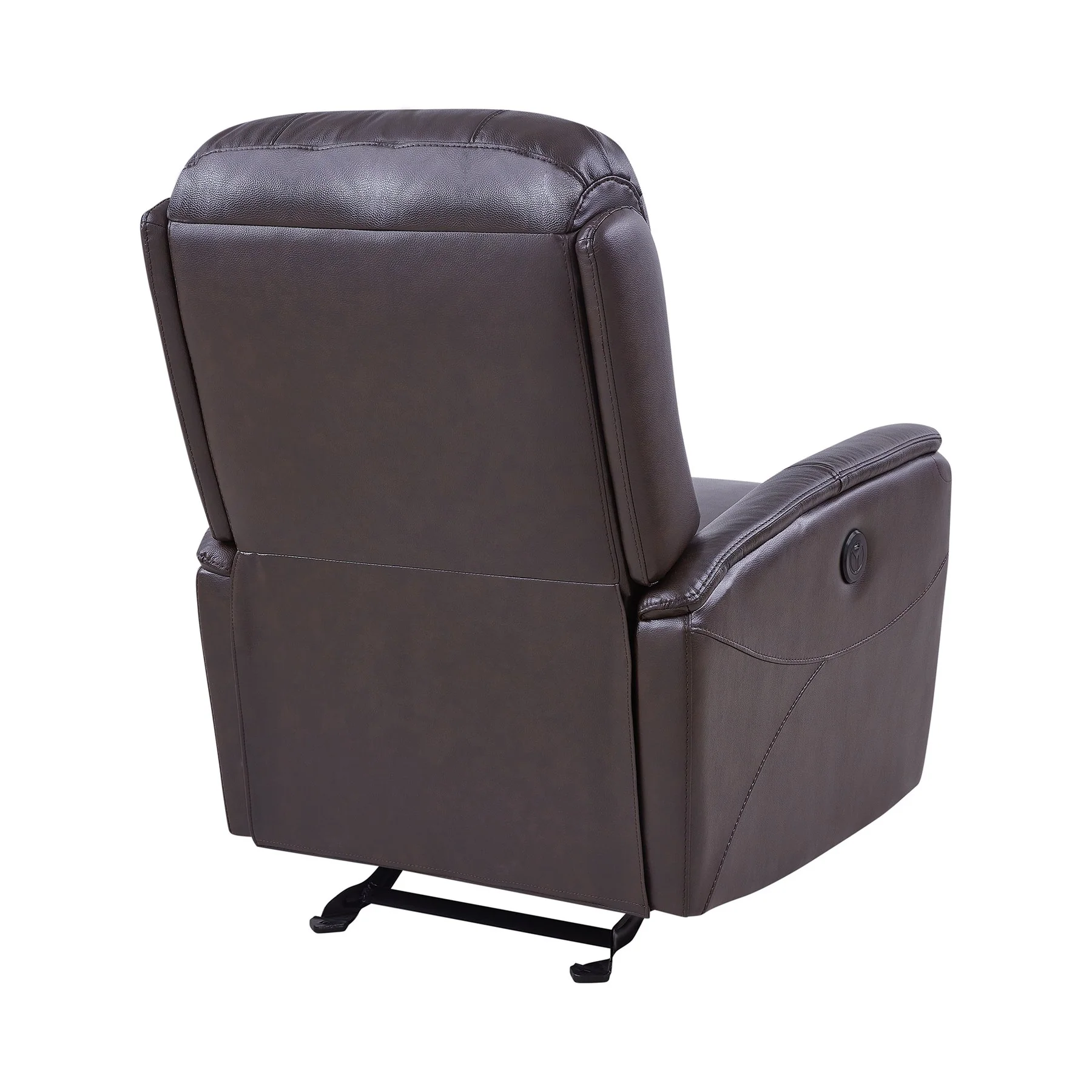 Wolfe Contemporary Recliner in Dark Brown Genuine Leather - Image 4