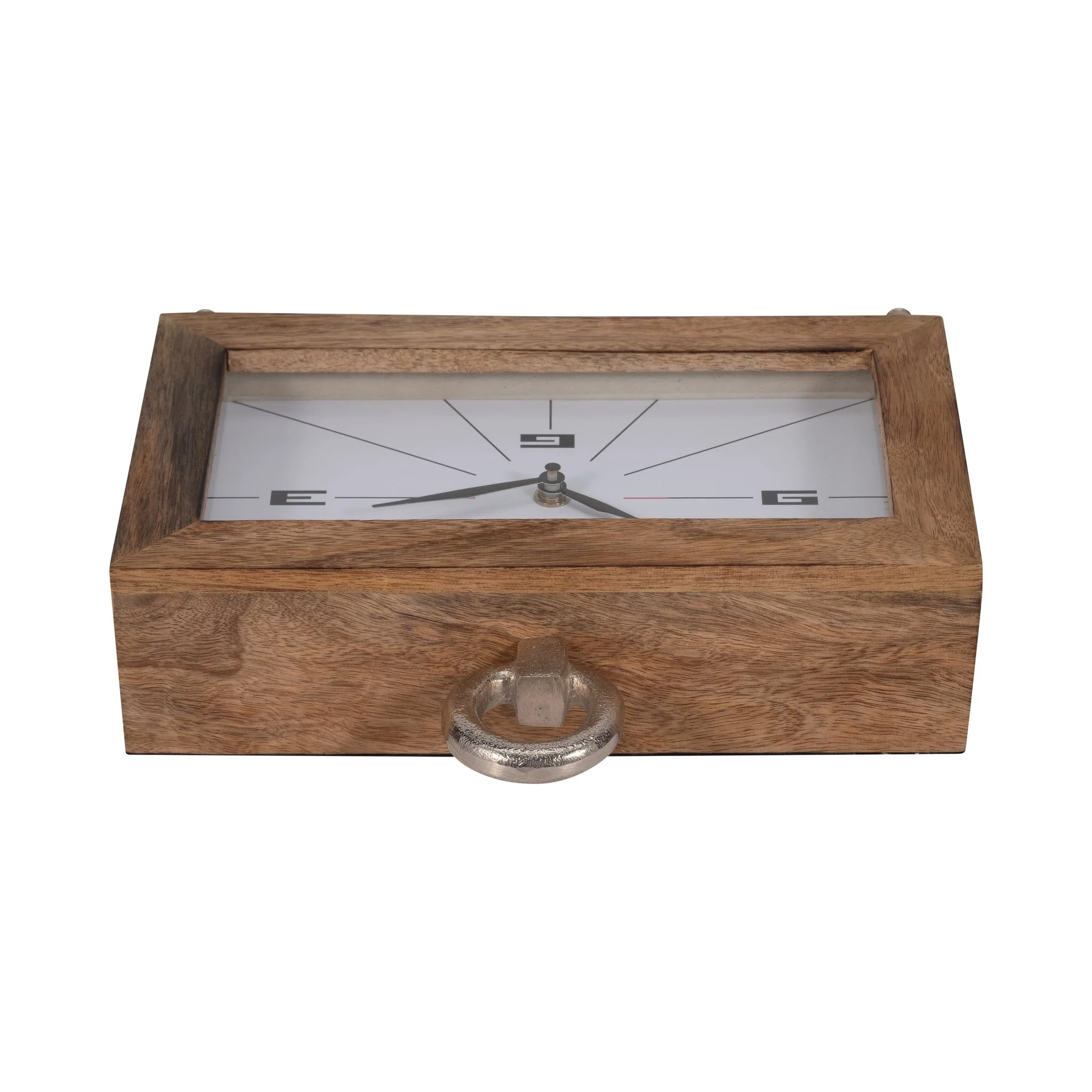 Wood, 10" Mod Rectangle Table Clock, Brown - Image 6