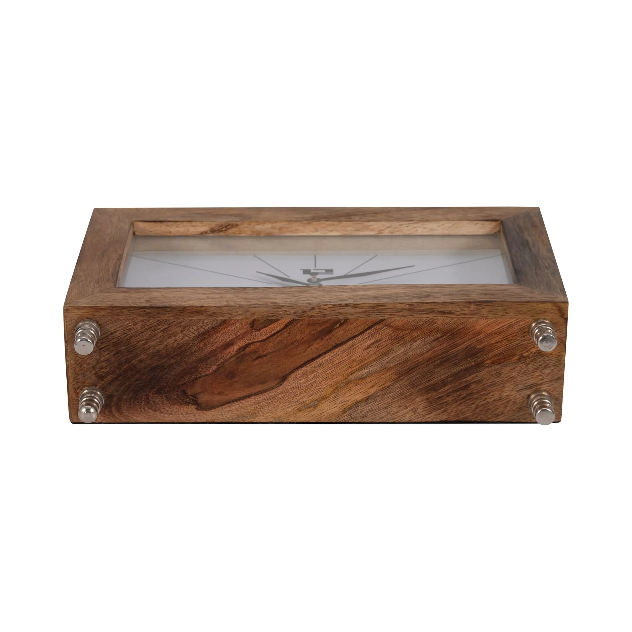 Wood, 10" Mod Rectangle Table Clock, Brown - Image 7