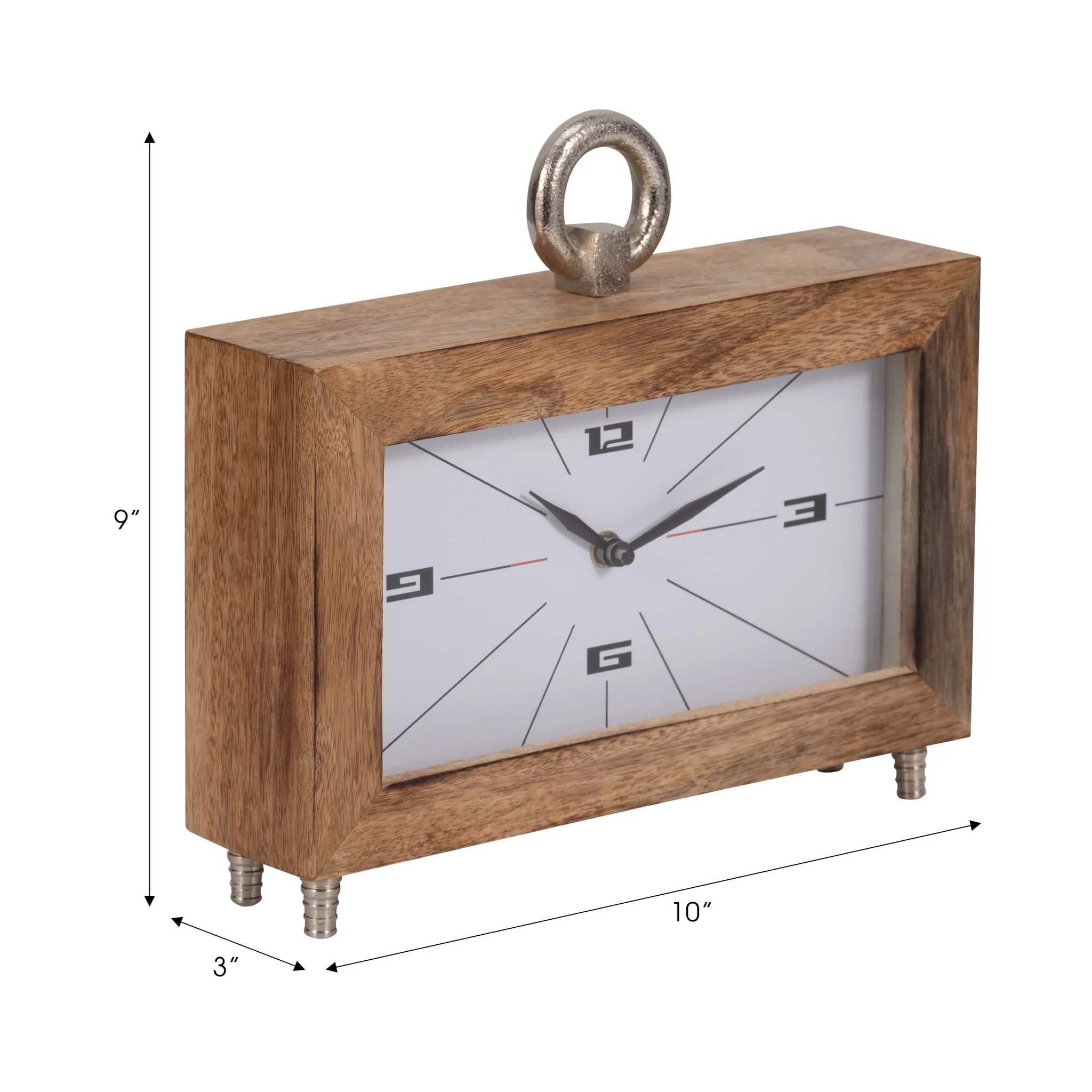Wood, 10" Mod Rectangle Table Clock, Brown - Image 8