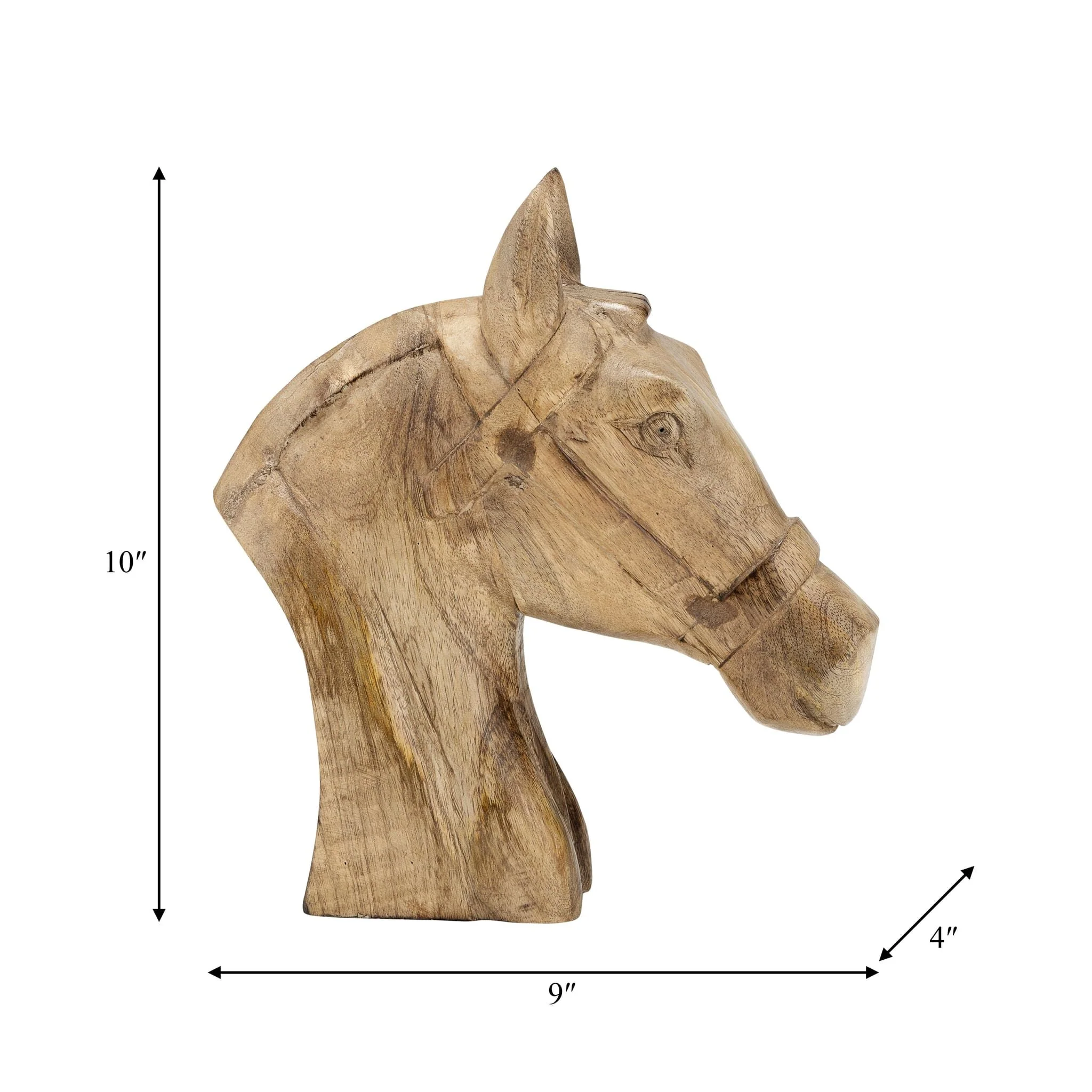 Wood, 10"h Horse Head Deco, Brown - Image 8