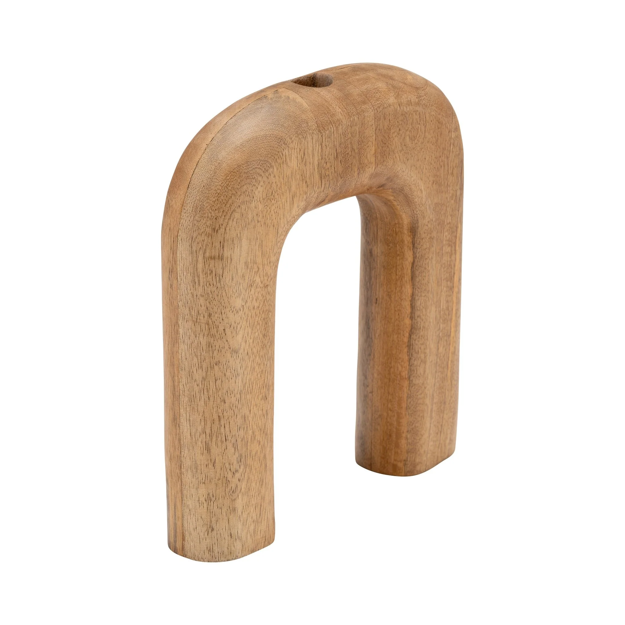 Wood, 10"h Horseshoe Vase, Brown - Image 2