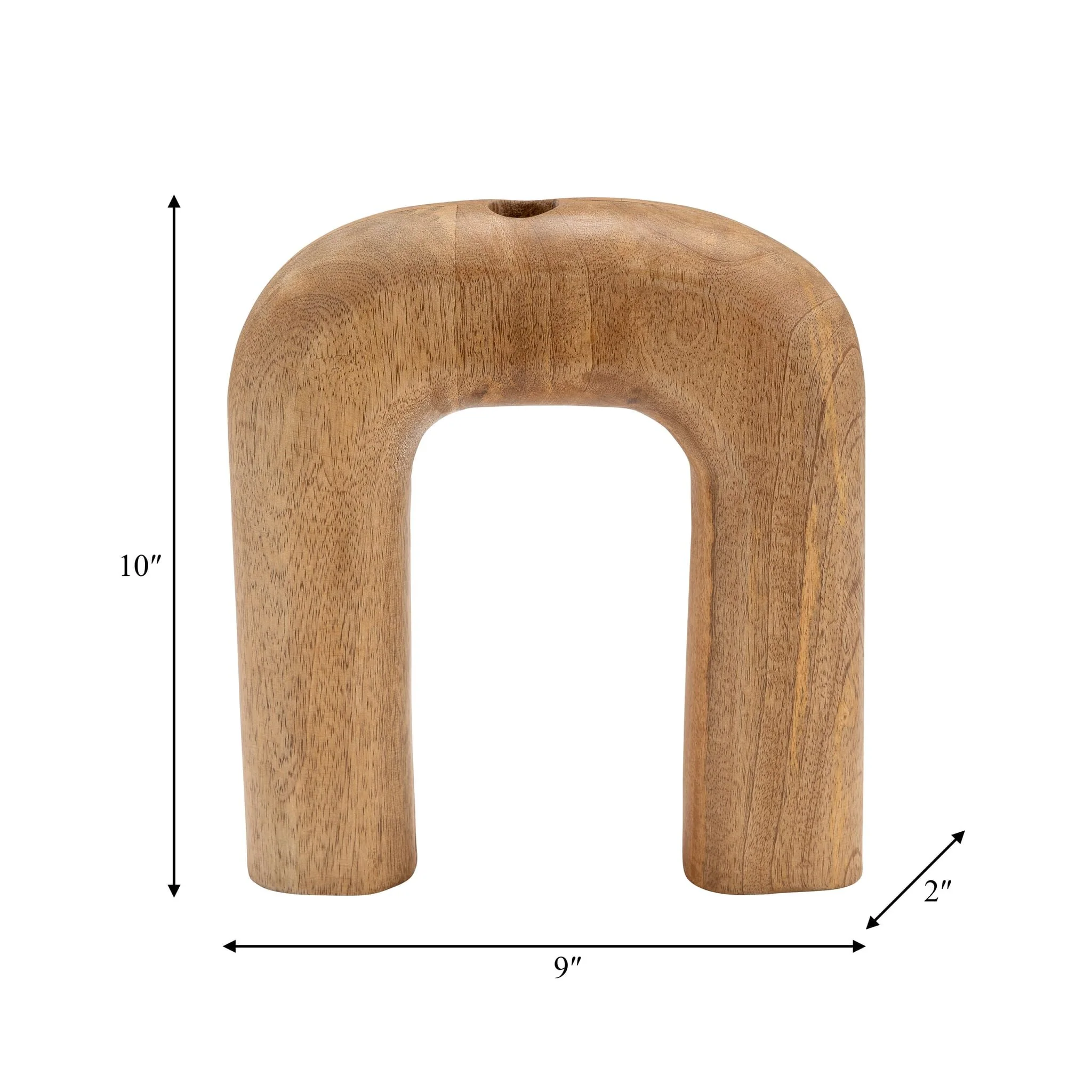 Wood, 10"h Horseshoe Vase, Brown - Image 9