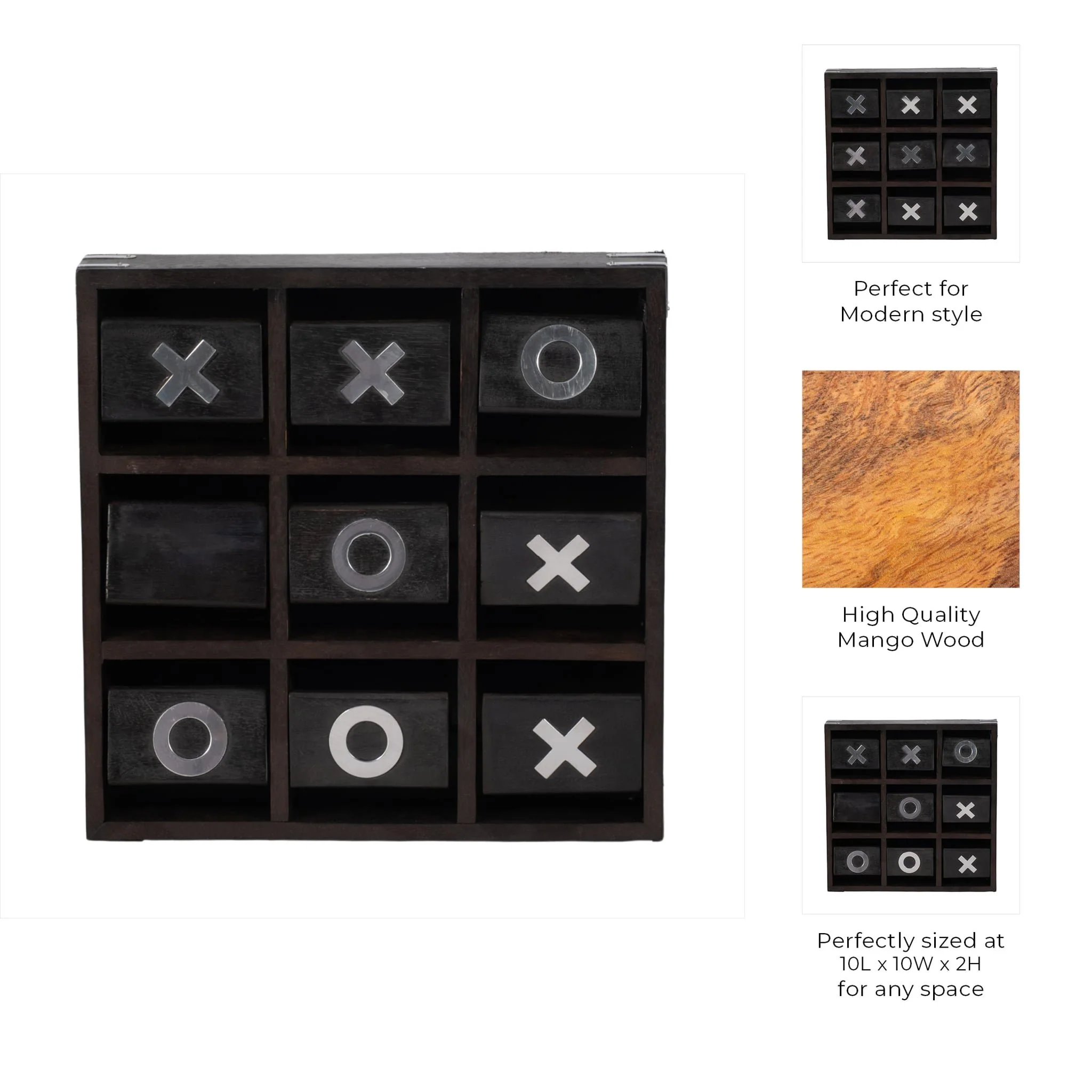 Wood, 10x10 Revolving Tic Tac Toe, Black - Image 10