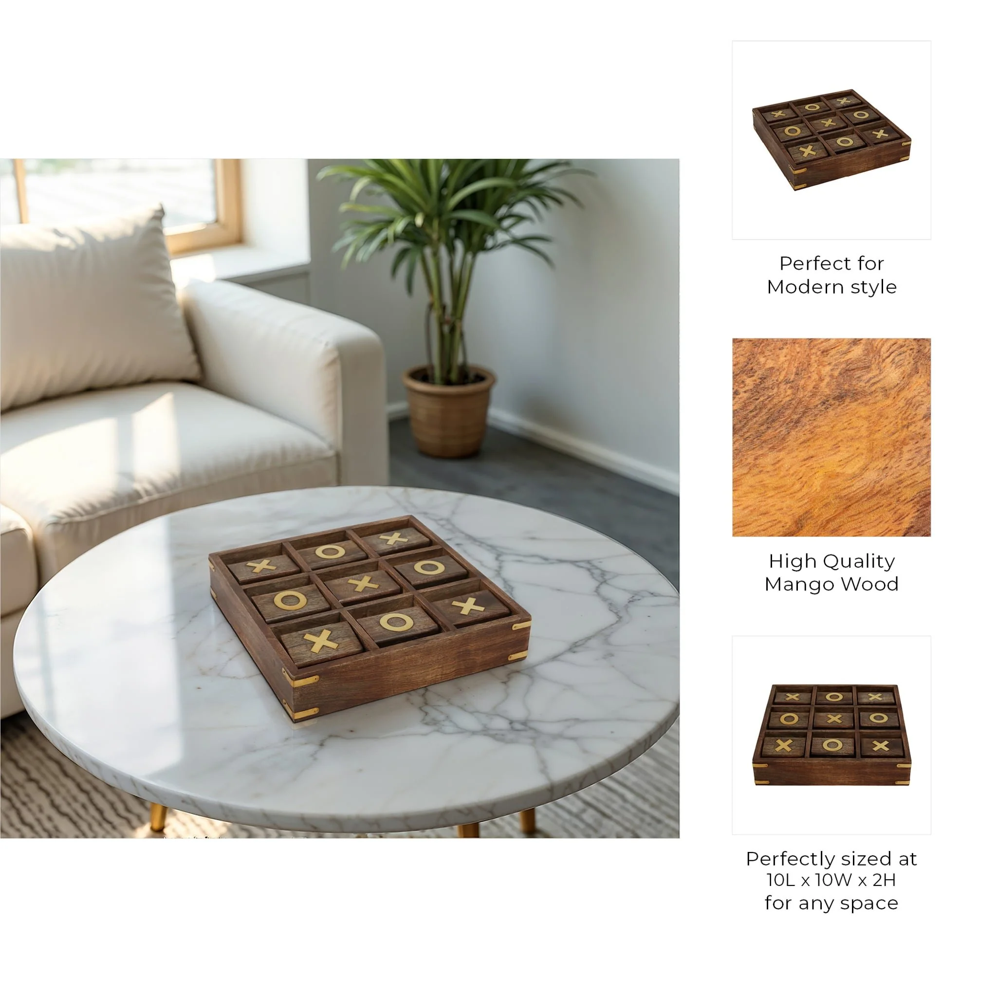 Wood, 10x10 Revolving Tic Tac Toe, Brown - Image 9