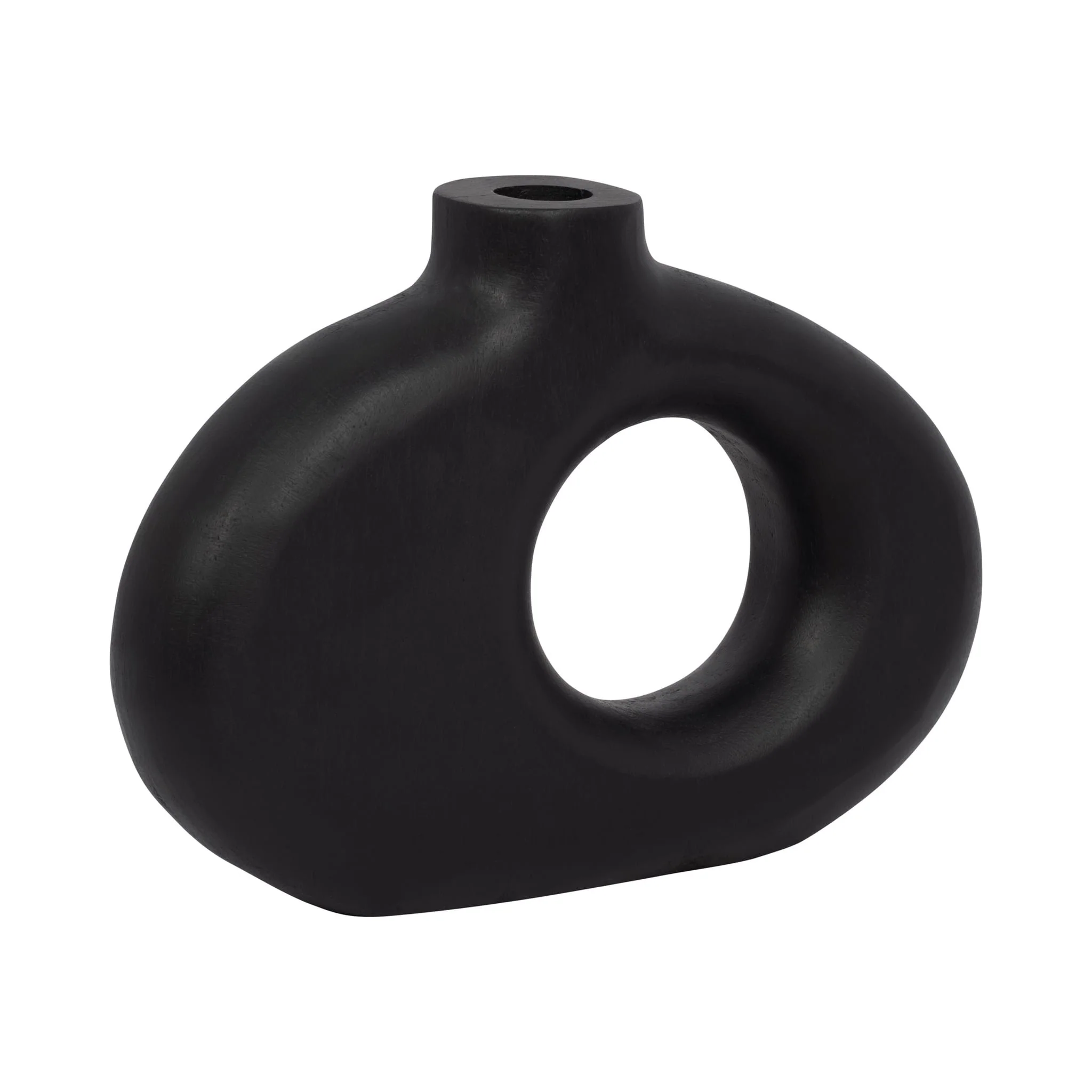 Wood, 10x7"h Cut-out Vase, Black - Image 2