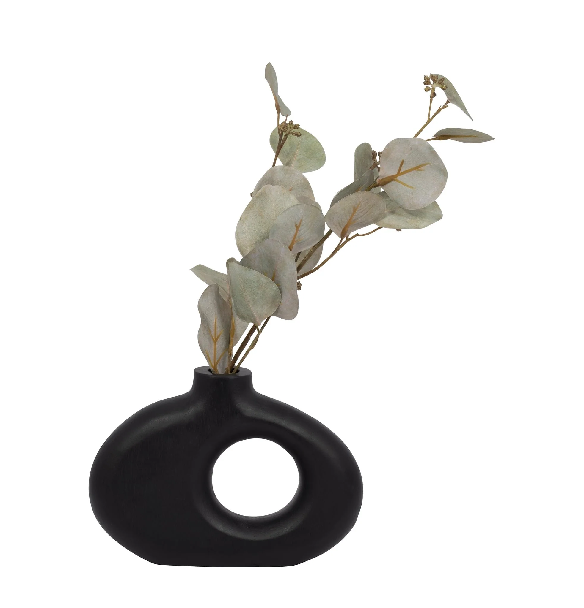 Wood, 10x7"h Cut-out Vase, Black - Image 4