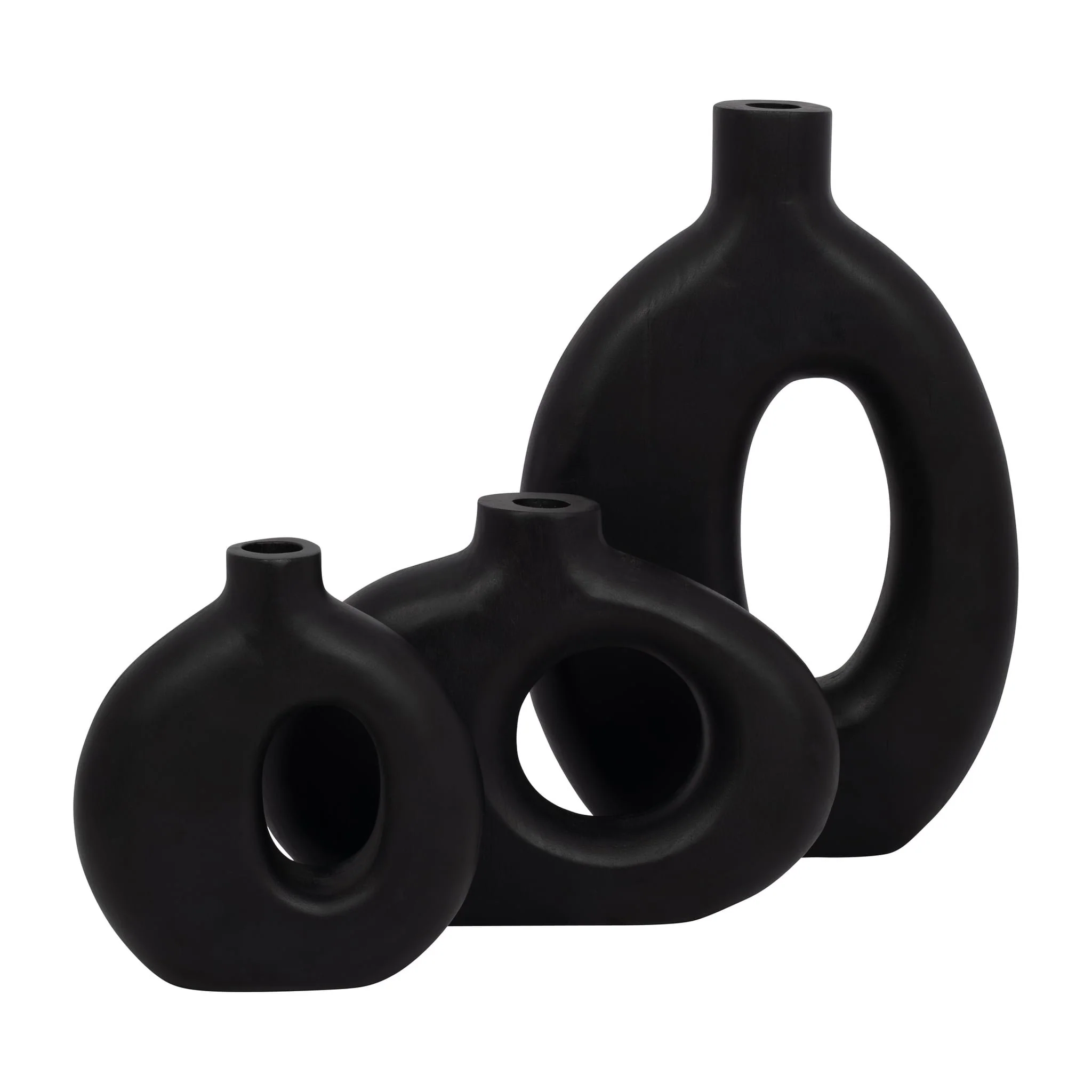 Wood, 10x7"h Cut-out Vase, Black - Image 8