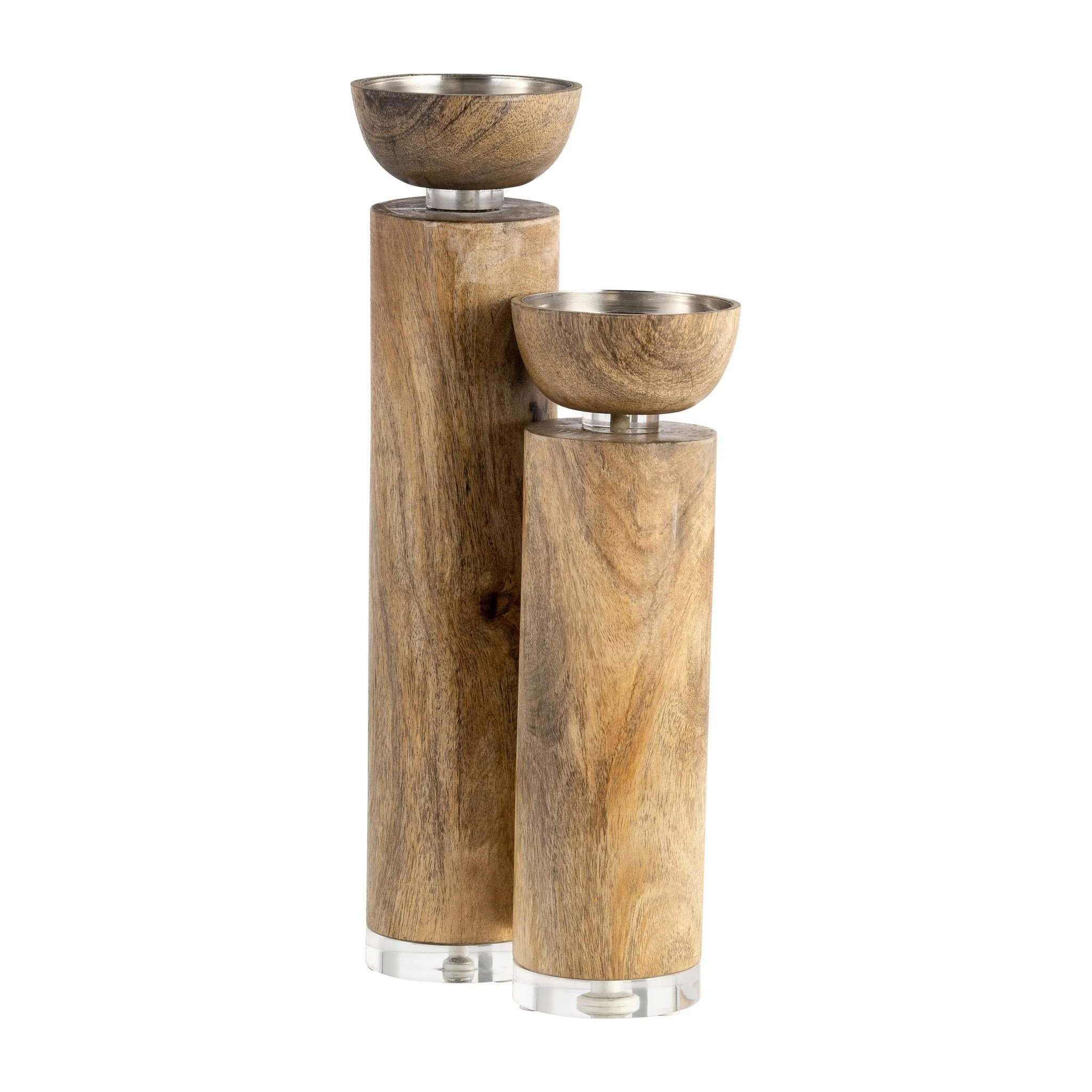 Wood, 11" Acrylic Detail Taper Candleholder, Natur - Image 7