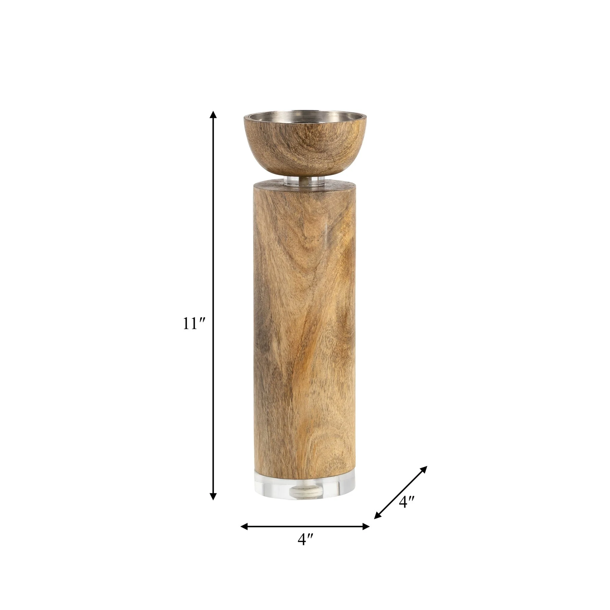 Wood, 11" Acrylic Detail Taper Candleholder, Natur - Image 8