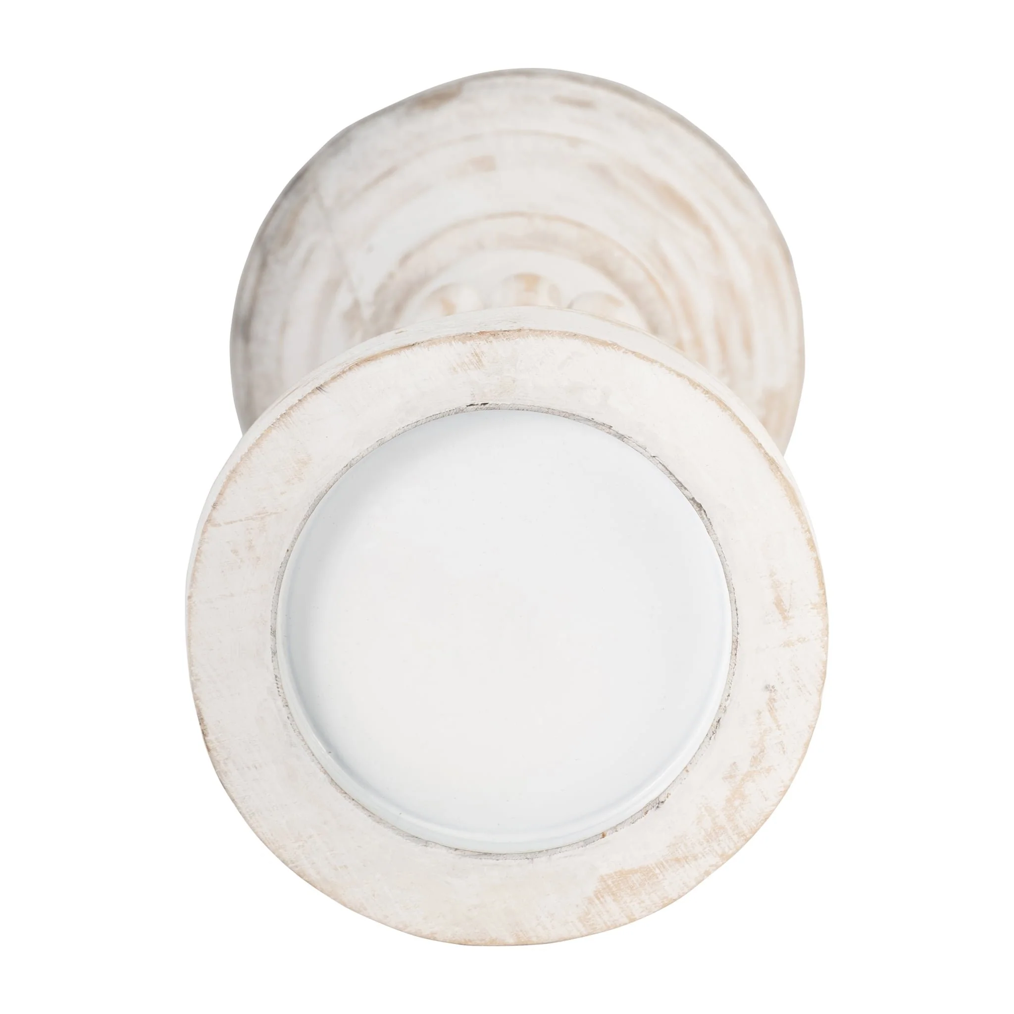 Wood, 11" Antique Style Candle Holder, White - Image 5