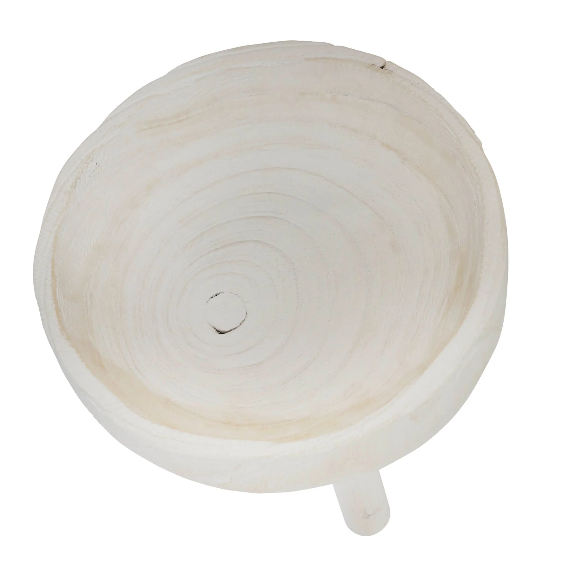 Wood 11" Bowl With Legs, White - Image 3