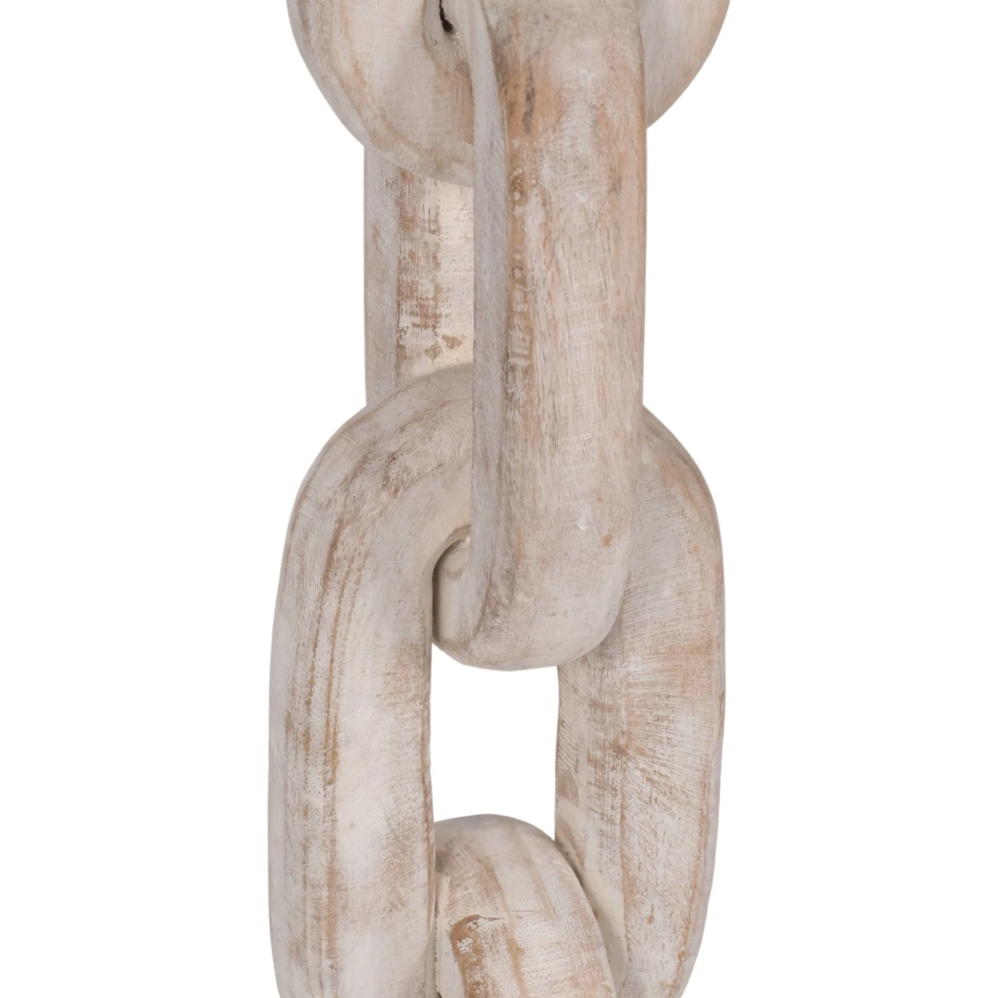 Wood, 11" Chain Pillar Candle Holder, White - Image 5