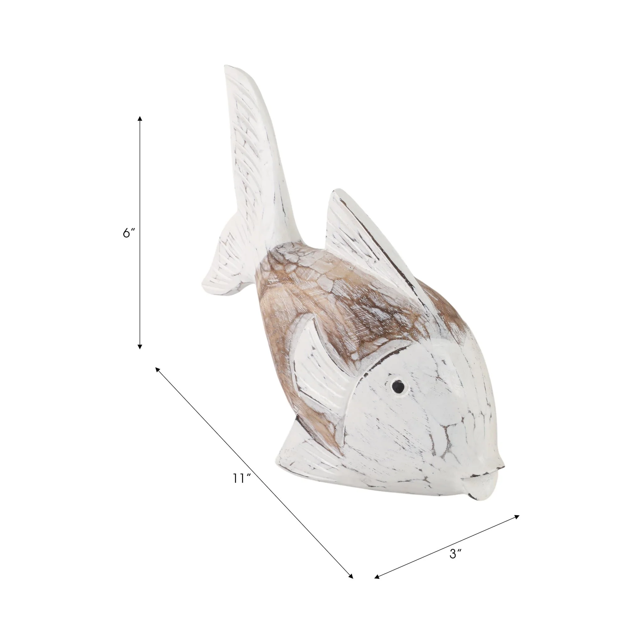 Wood, 11" Flounder Fish, Natural/white - Image 7