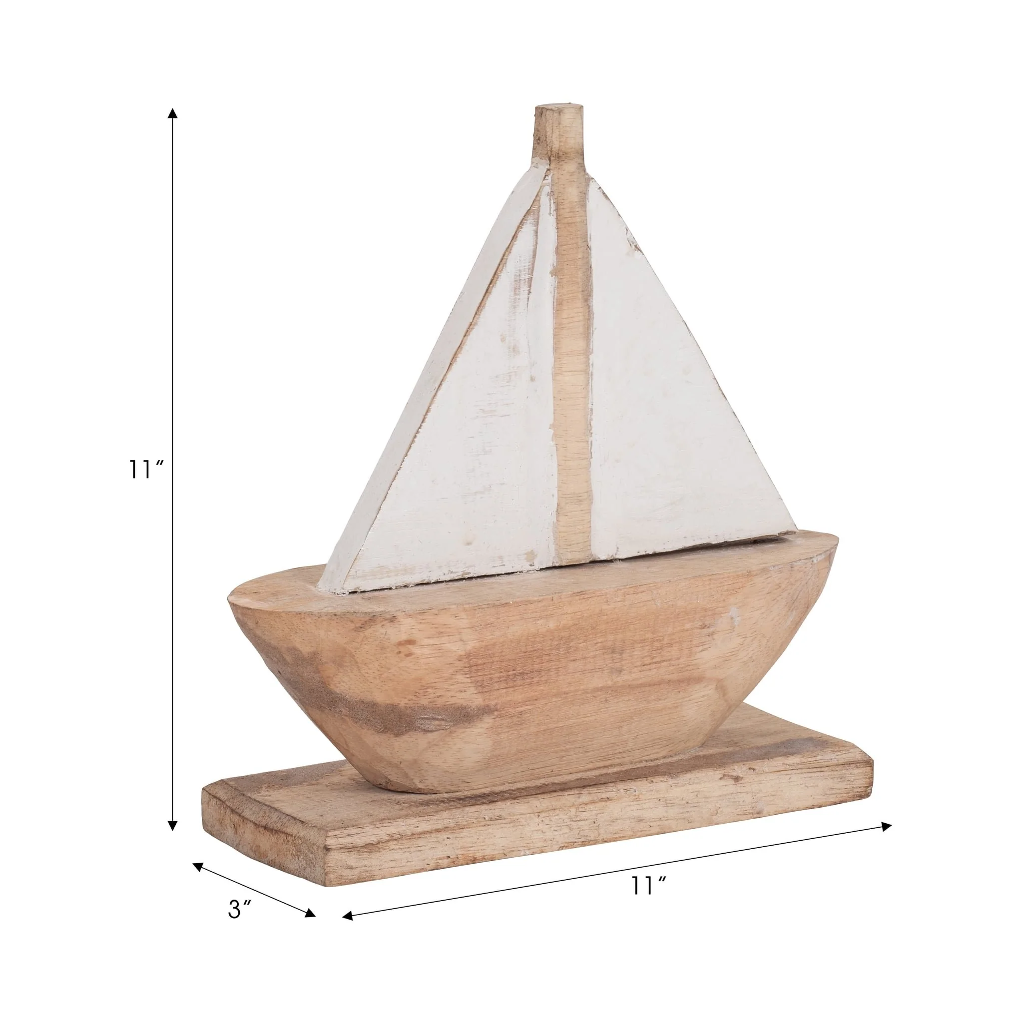 Wood, 11" Sailboat, Natural/white - Image 9