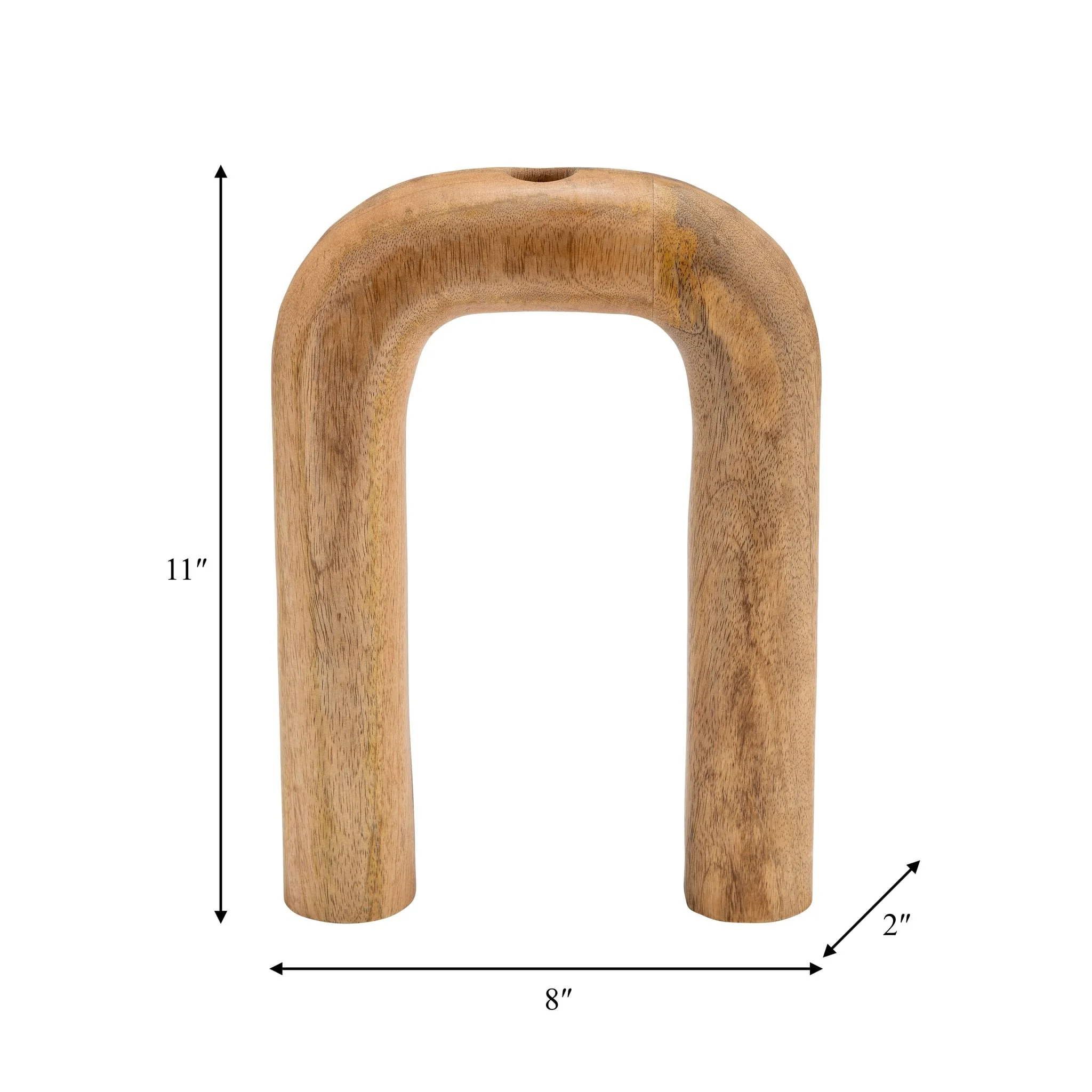 Wood, 11"h Horseshoe Vase, Brown - Image 9