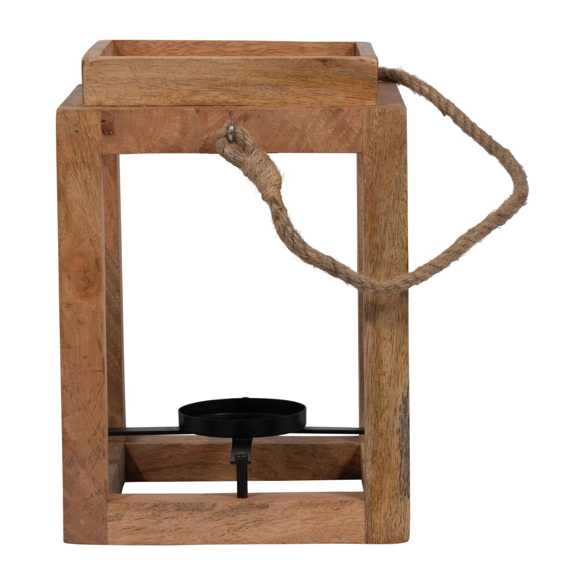 Wood, 11"h Open Lantern Holder, Brown - Image 4