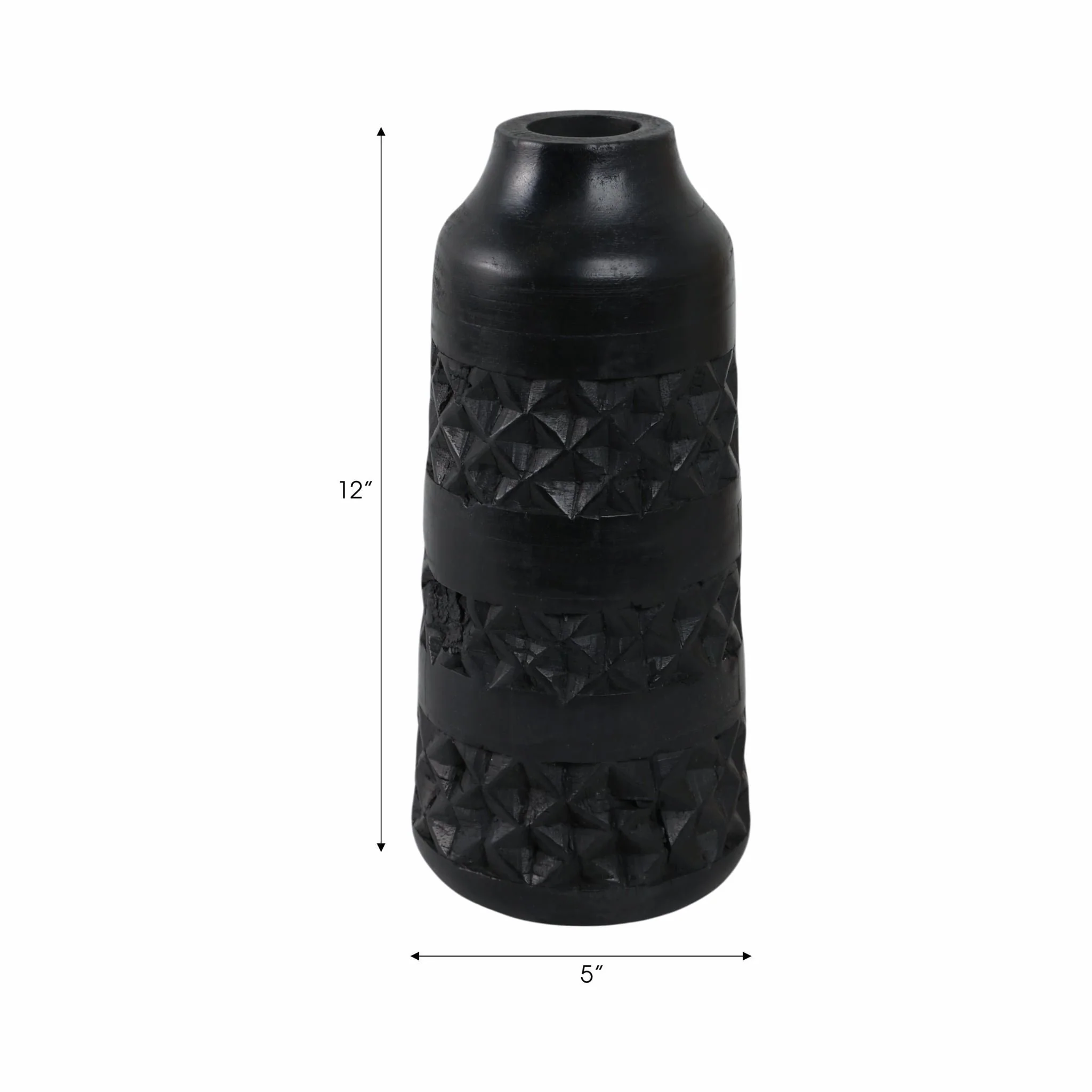 Wood 12" Stained Vase, Black - Image 8