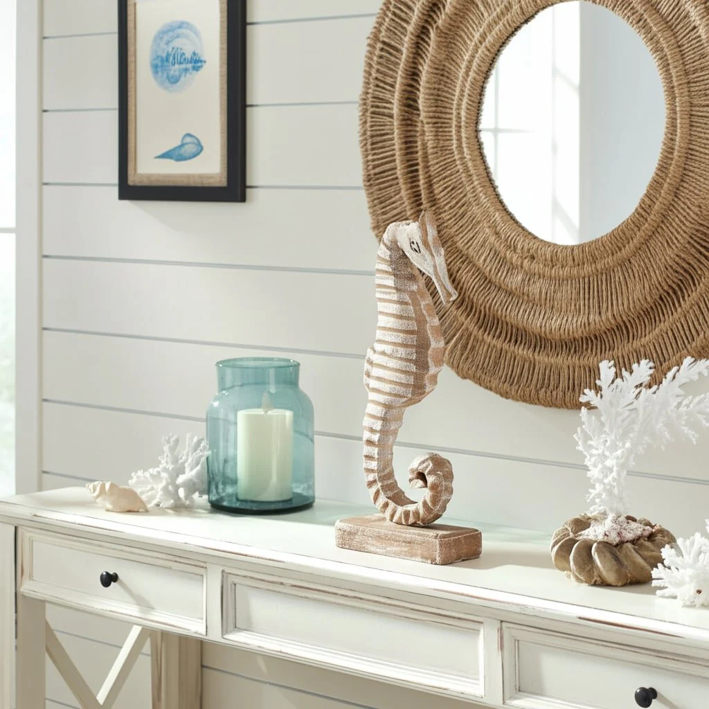 Wood, 13"h Seahorse, Rustic White - Image 11