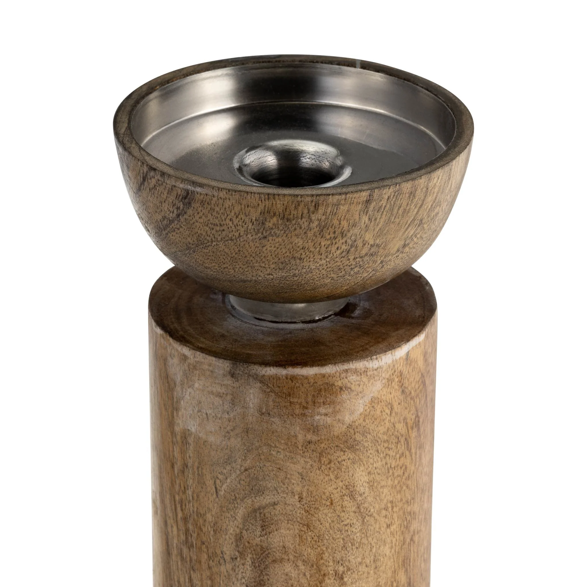 Wood, 14" Acrylic Detail Taper Candleholder, Natur - Image 3