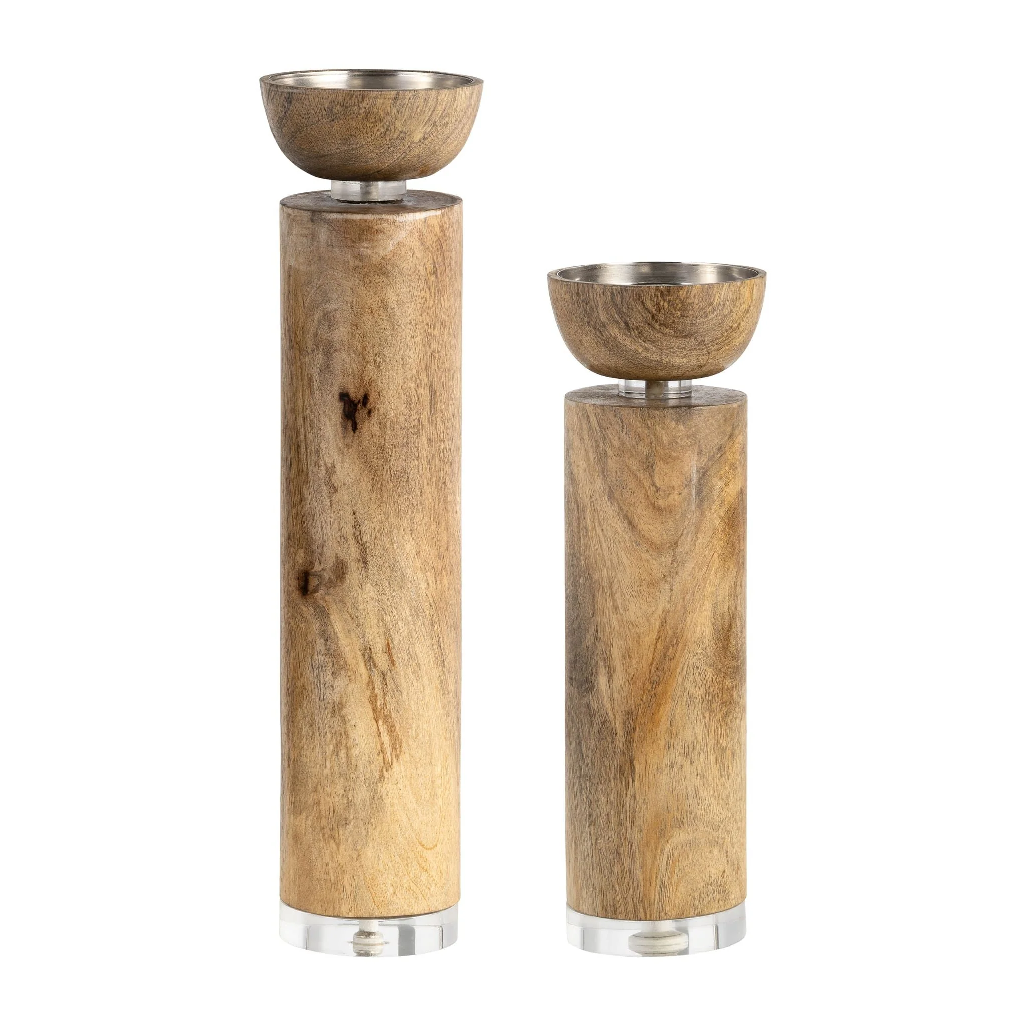 Wood, 14" Acrylic Detail Taper Candleholder, Natur - Image 6