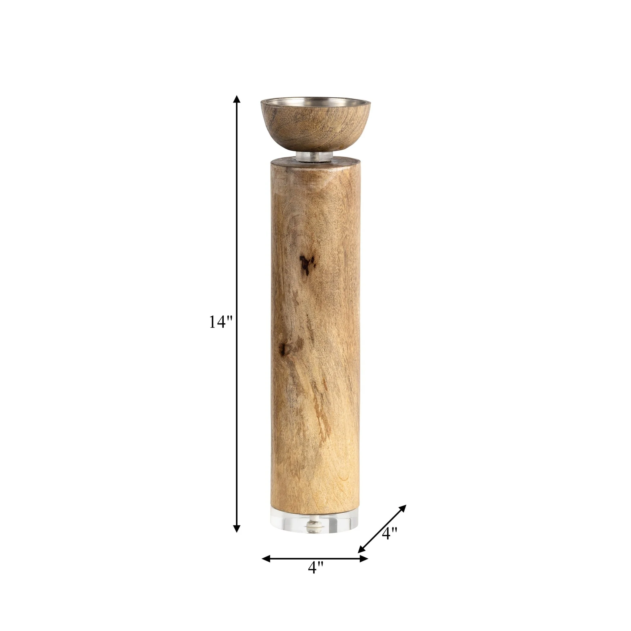 Wood, 14" Acrylic Detail Taper Candleholder, Natur - Image 8