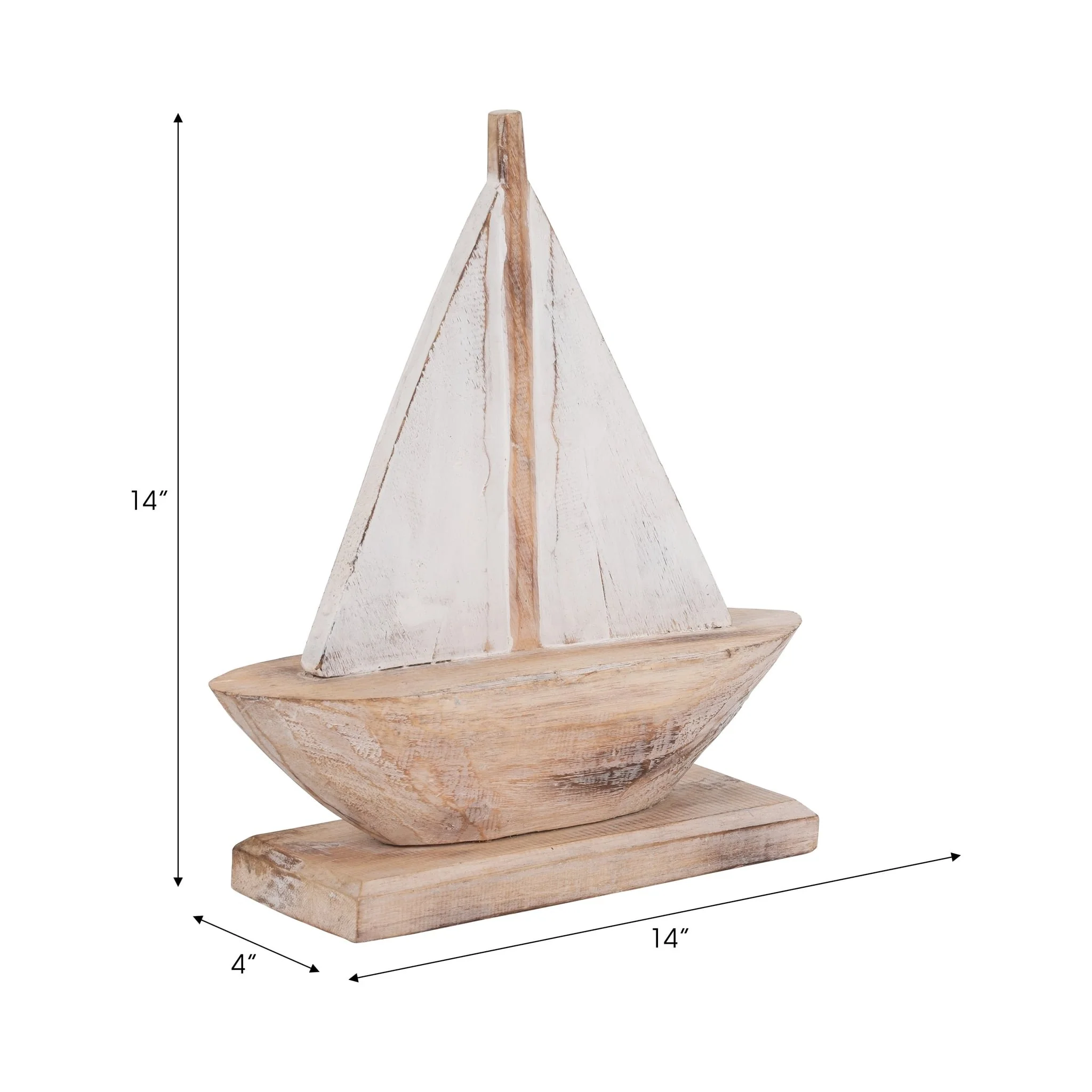 Wood, 14" Sailboat, Natural/white - Image 8