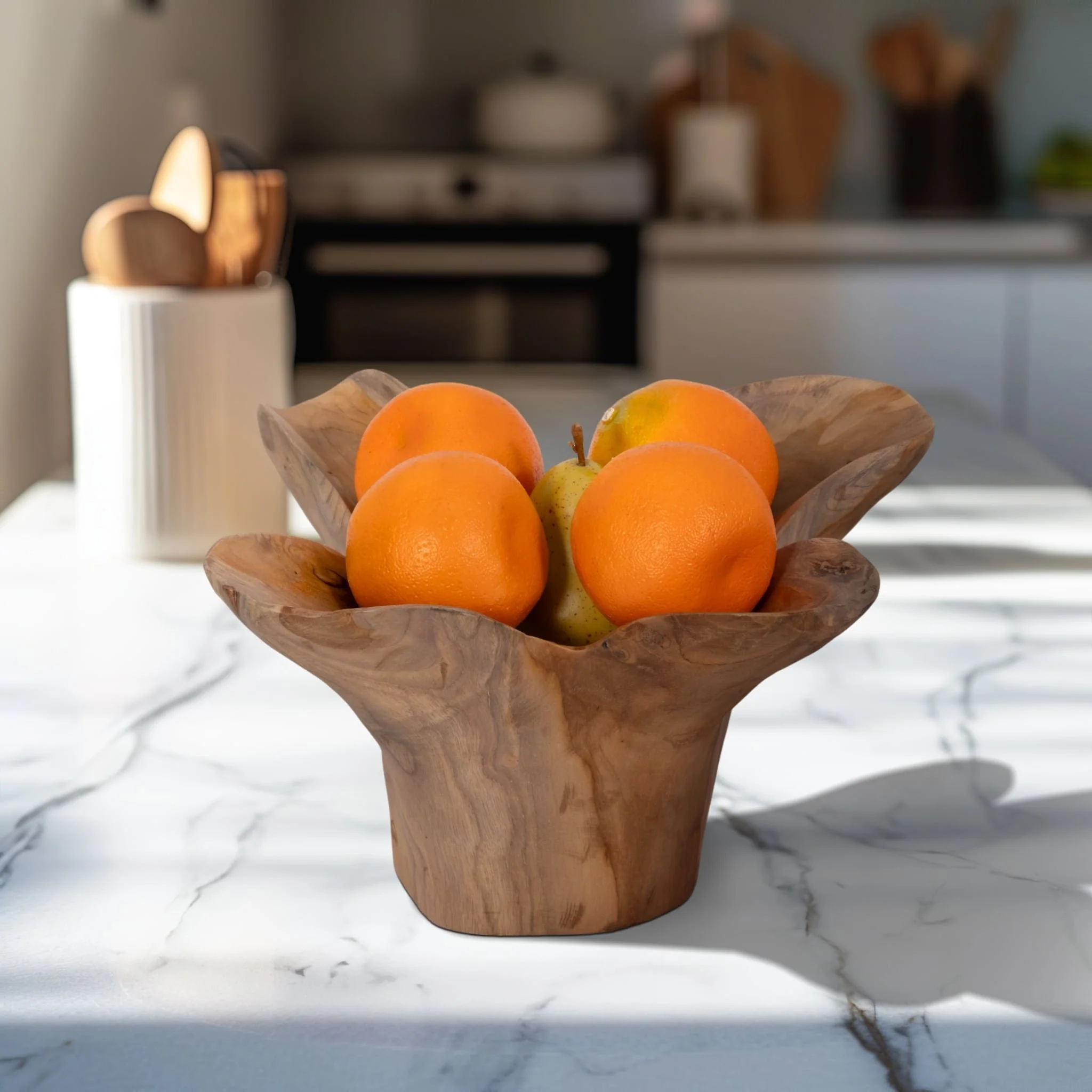 Wood, 14" Teak Bowl, Natural - Image 9