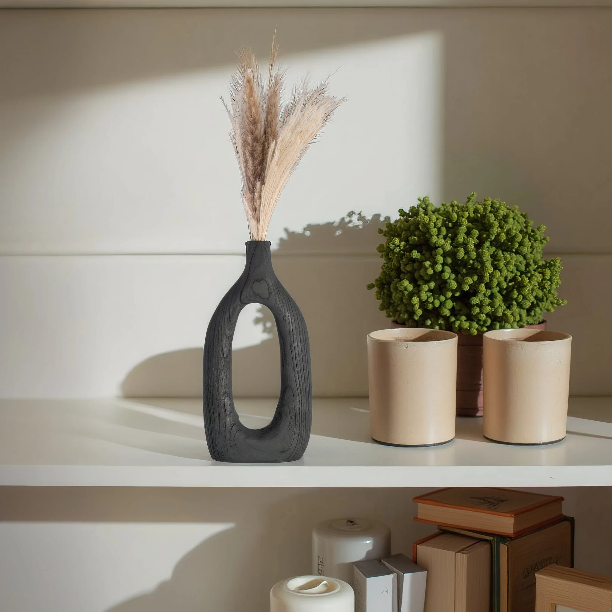 Wood, 14"h Cut-out Vase, Black - Image 10